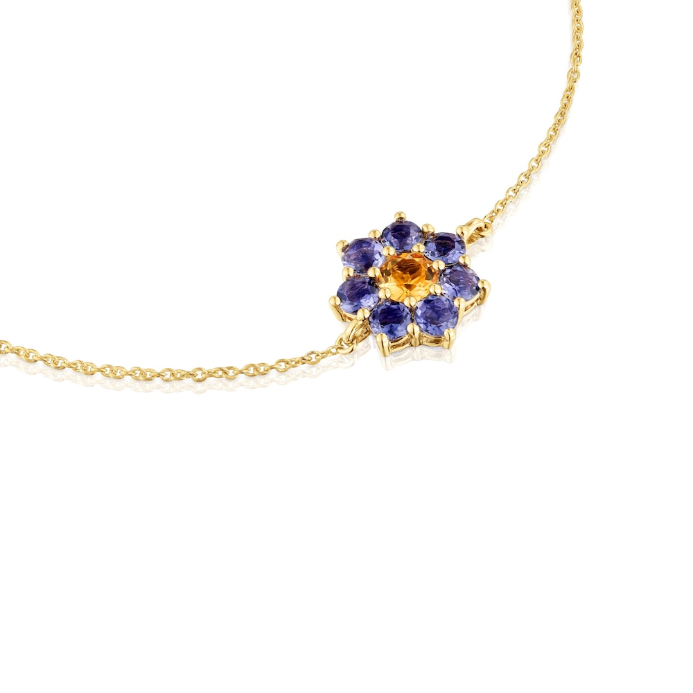 Pulsera cadena de oro y gemas Daisy Pulsera cadena de oro y gemas Daisy