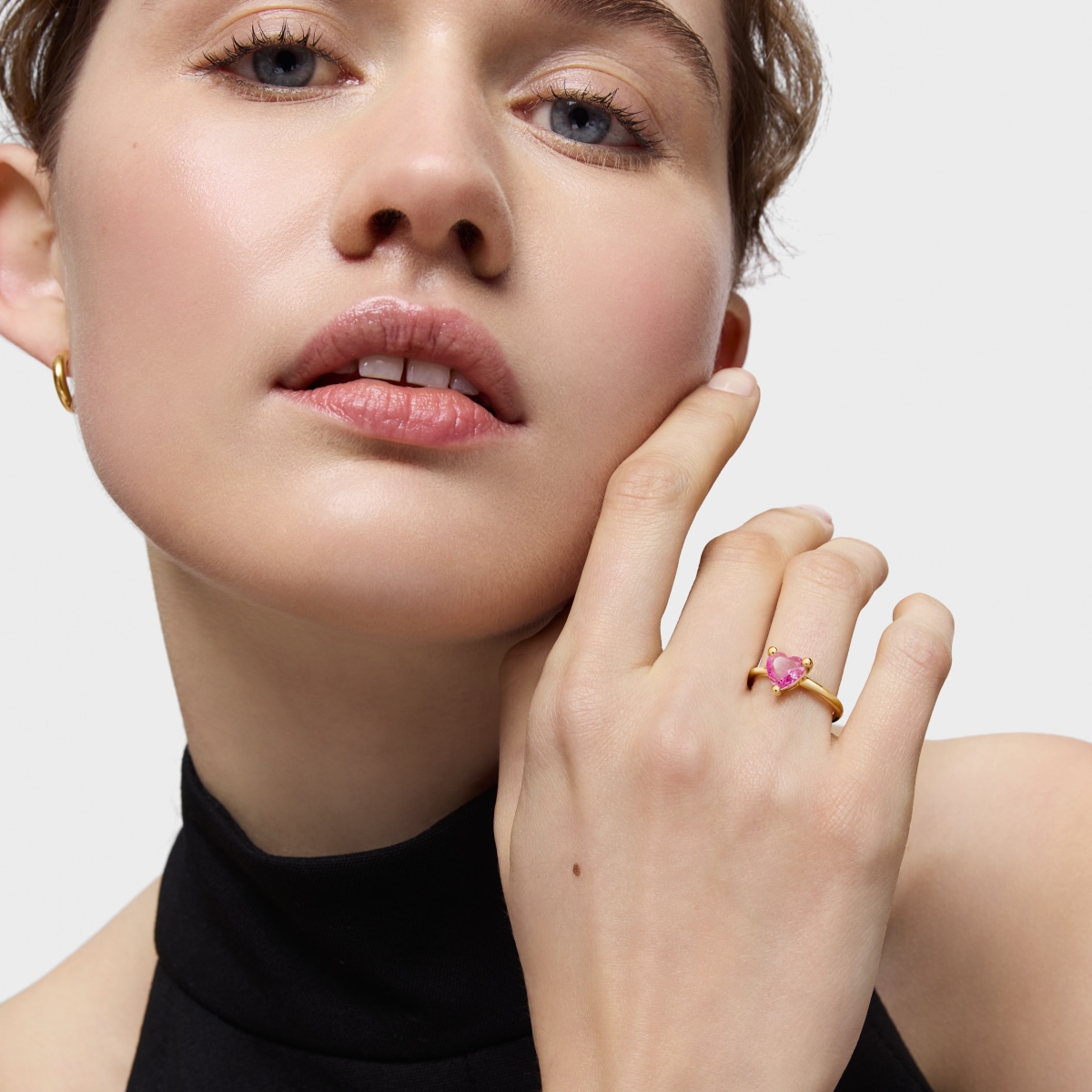 18kt gold plating over silver Ring with lab-grown sapphire Garden of Love LGG