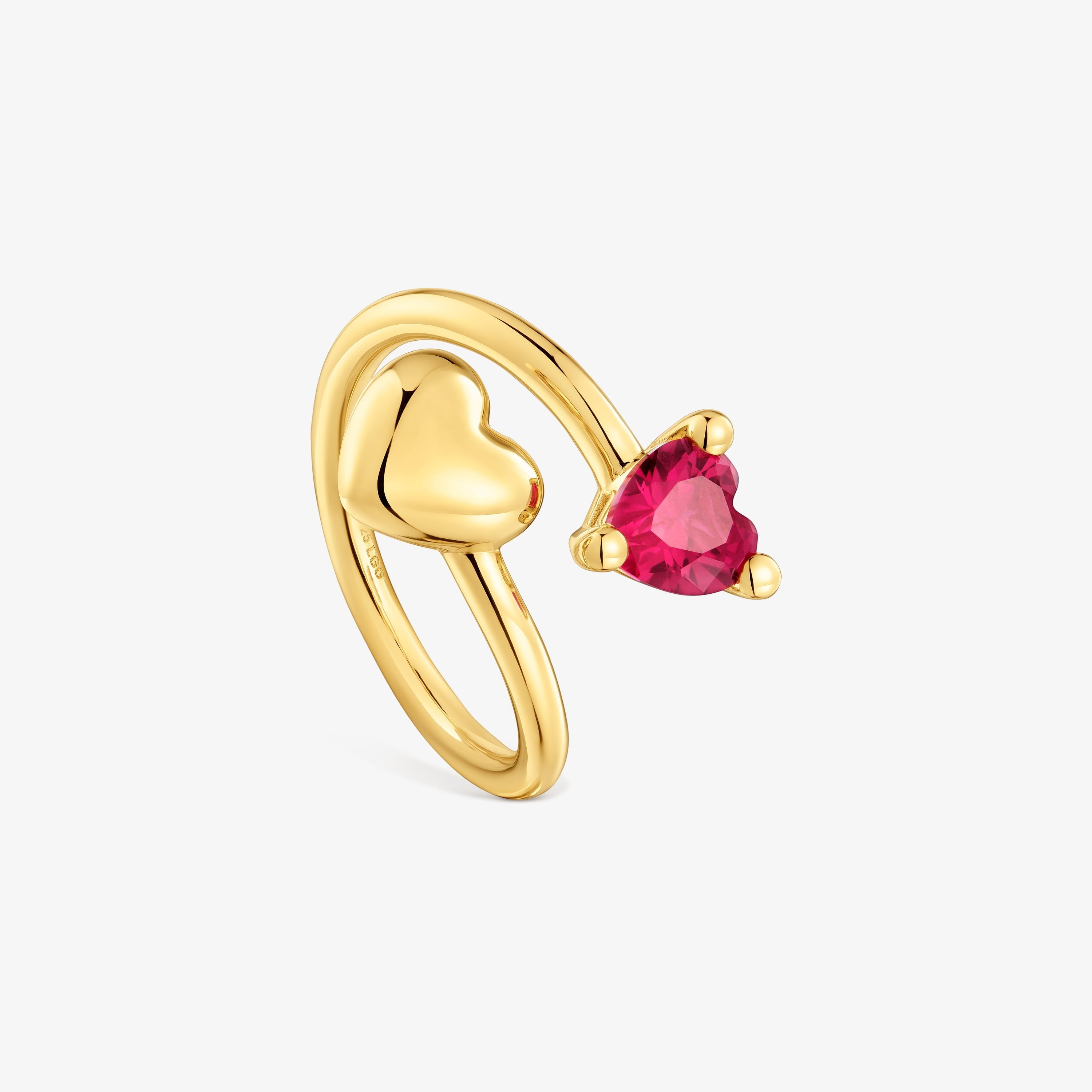 18K gold vermeil open Ring with lab-grown ruby Garden of Love LGG
