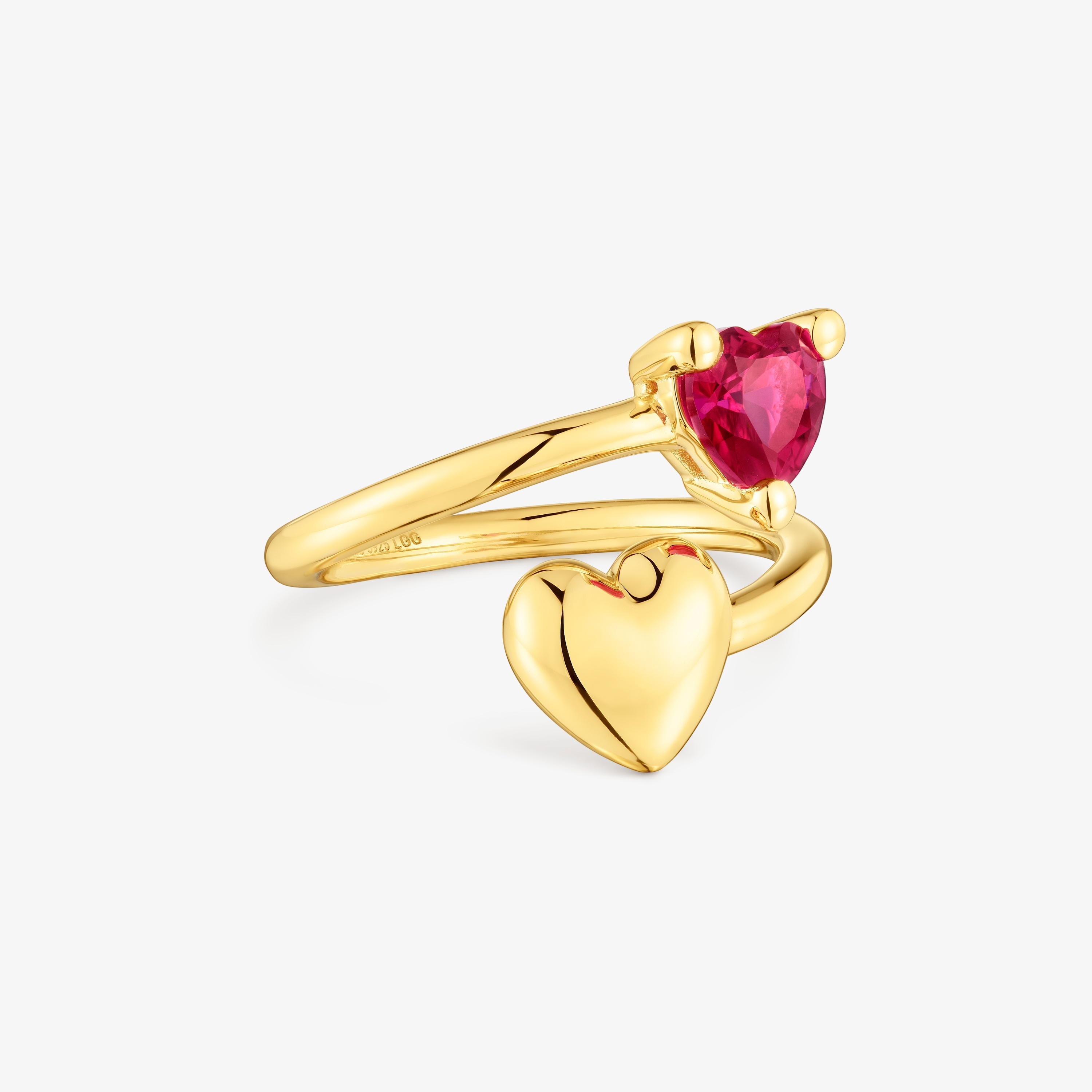 18K gold vermeil open Ring with lab-grown ruby Garden of Love LGG