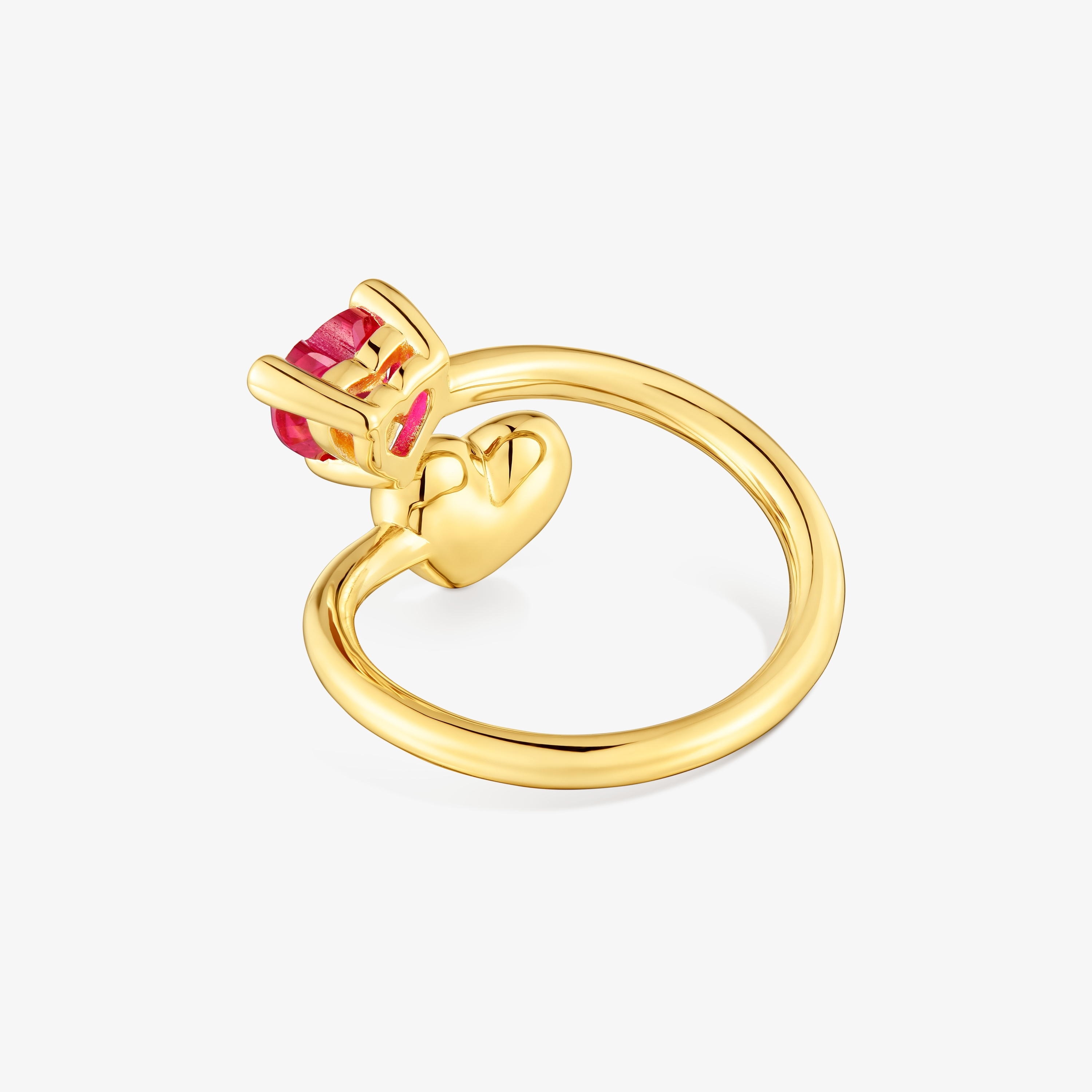 18K gold vermeil open Ring with lab-grown ruby Garden of Love LGG