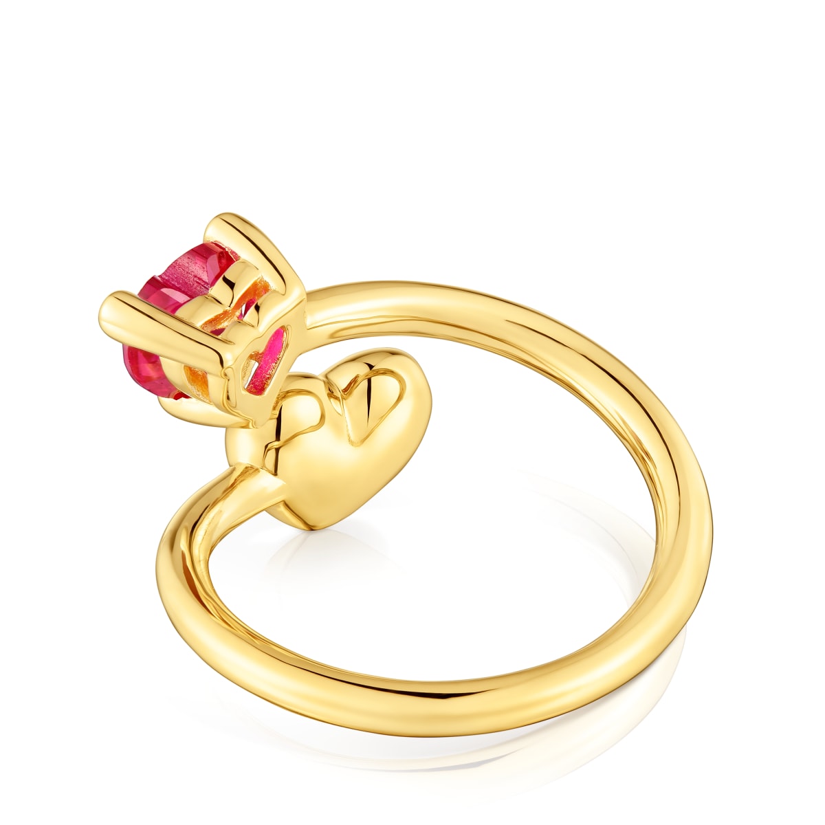 18kt gold plating over silver open Ring with lab-grown ruby Garden of Love LGG