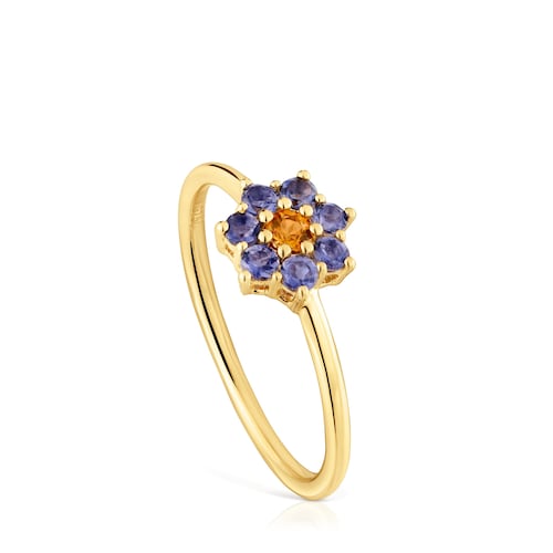 Gold Ring with gemstones Daisy