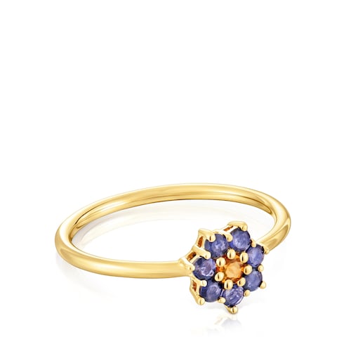 Gold Ring with gemstones Daisy
