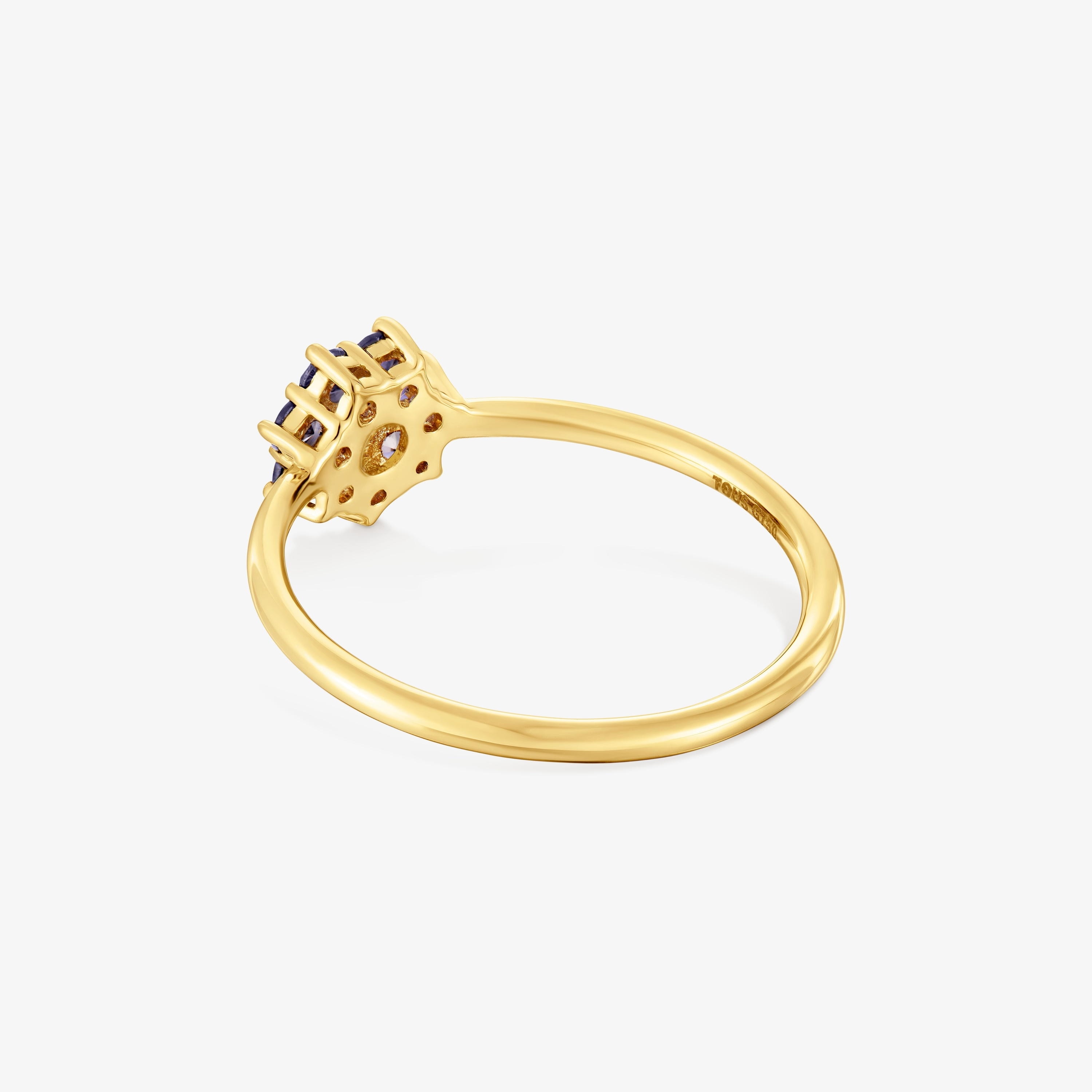 18K solid gold Ring with gemstones Daisy