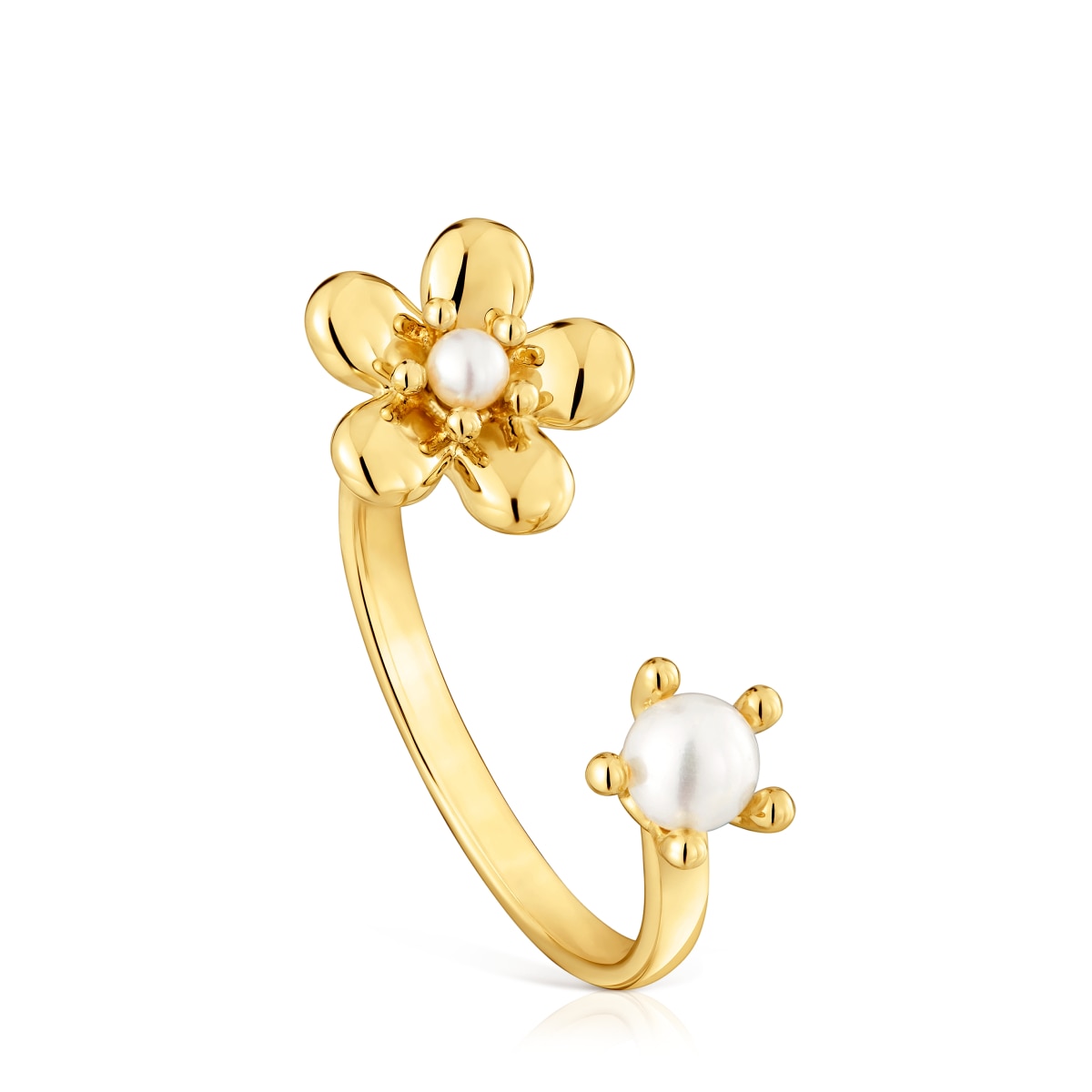 Tous - Anillo Abierto De Oro Y Perla Cultivada Daisy Talla 11