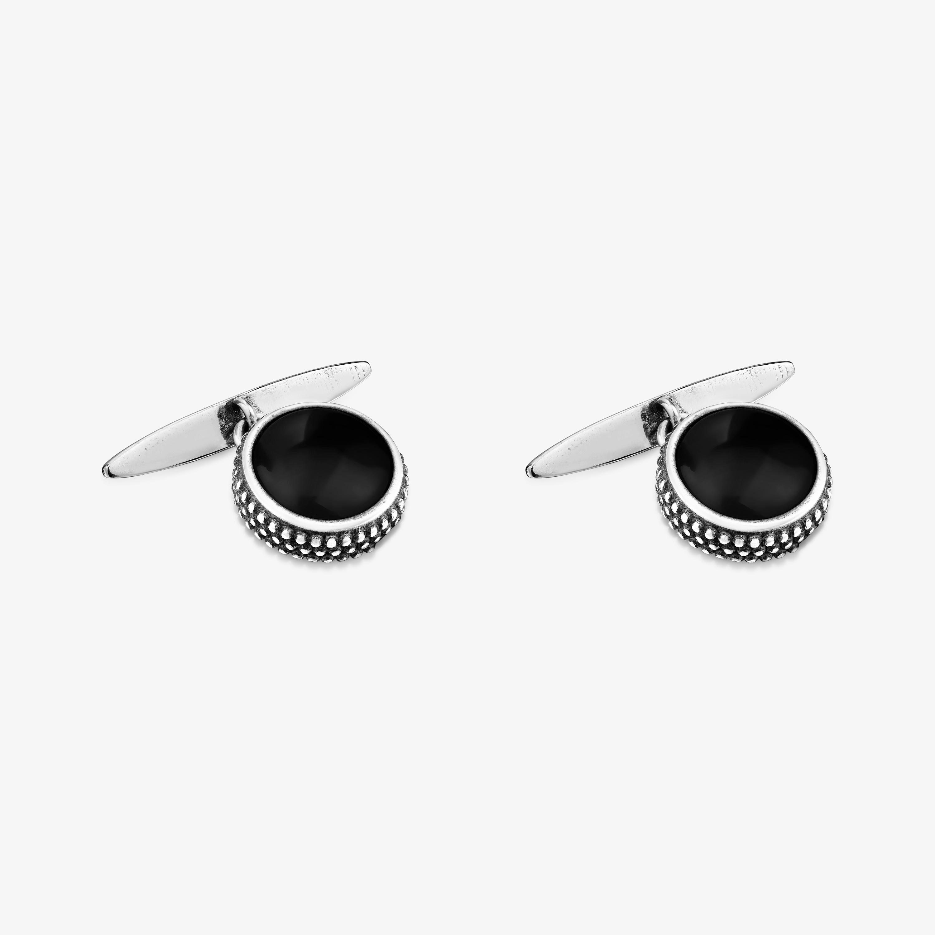 Aged silver and onyx Cufflinks TOUS Man