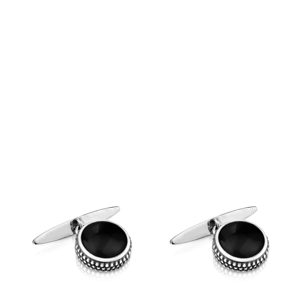 Aged silver and onyx Cufflinks TOUS Man image number 0