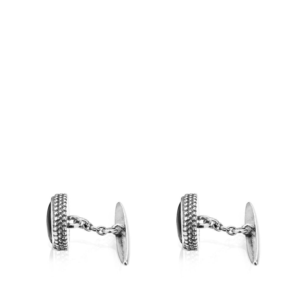 Aged silver and onyx Cufflinks TOUS Man image number 1