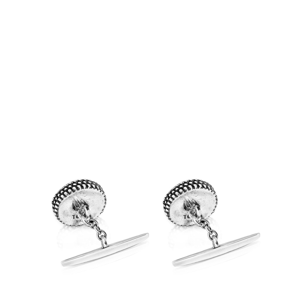 Aged silver and onyx Cufflinks TOUS Man image number 2