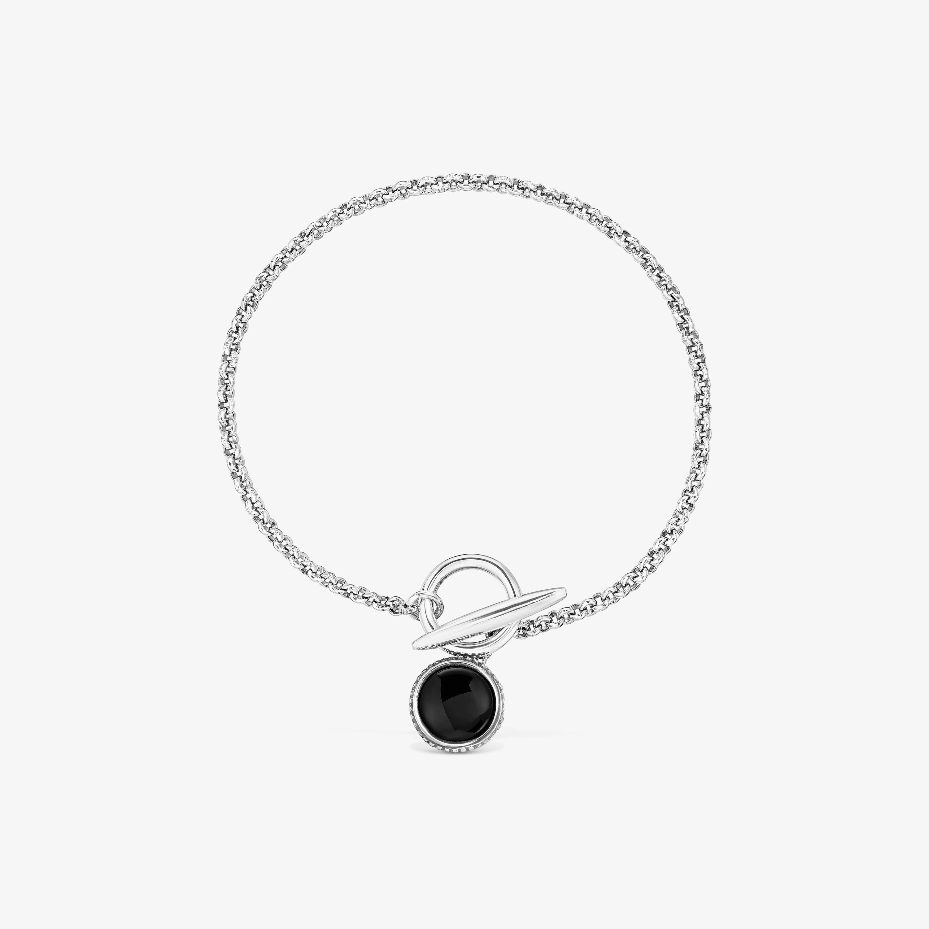 Aged silver and onyx chain Bracelet TOUS Man