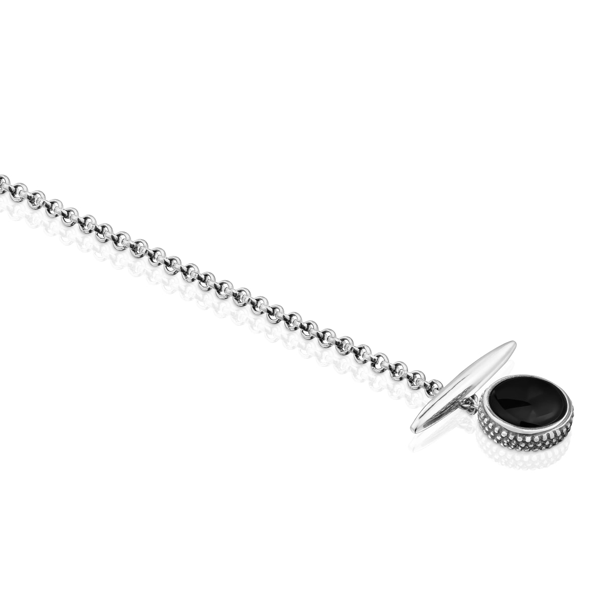Aged silver and onyx chain Bracelet TOUS Man