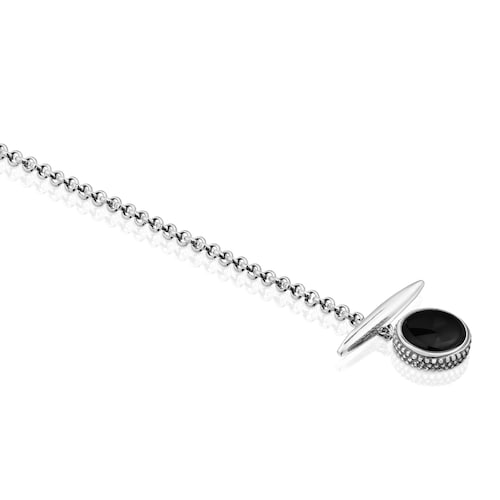 Pulsera cadena de plata envejecida y ónix TOUS Man