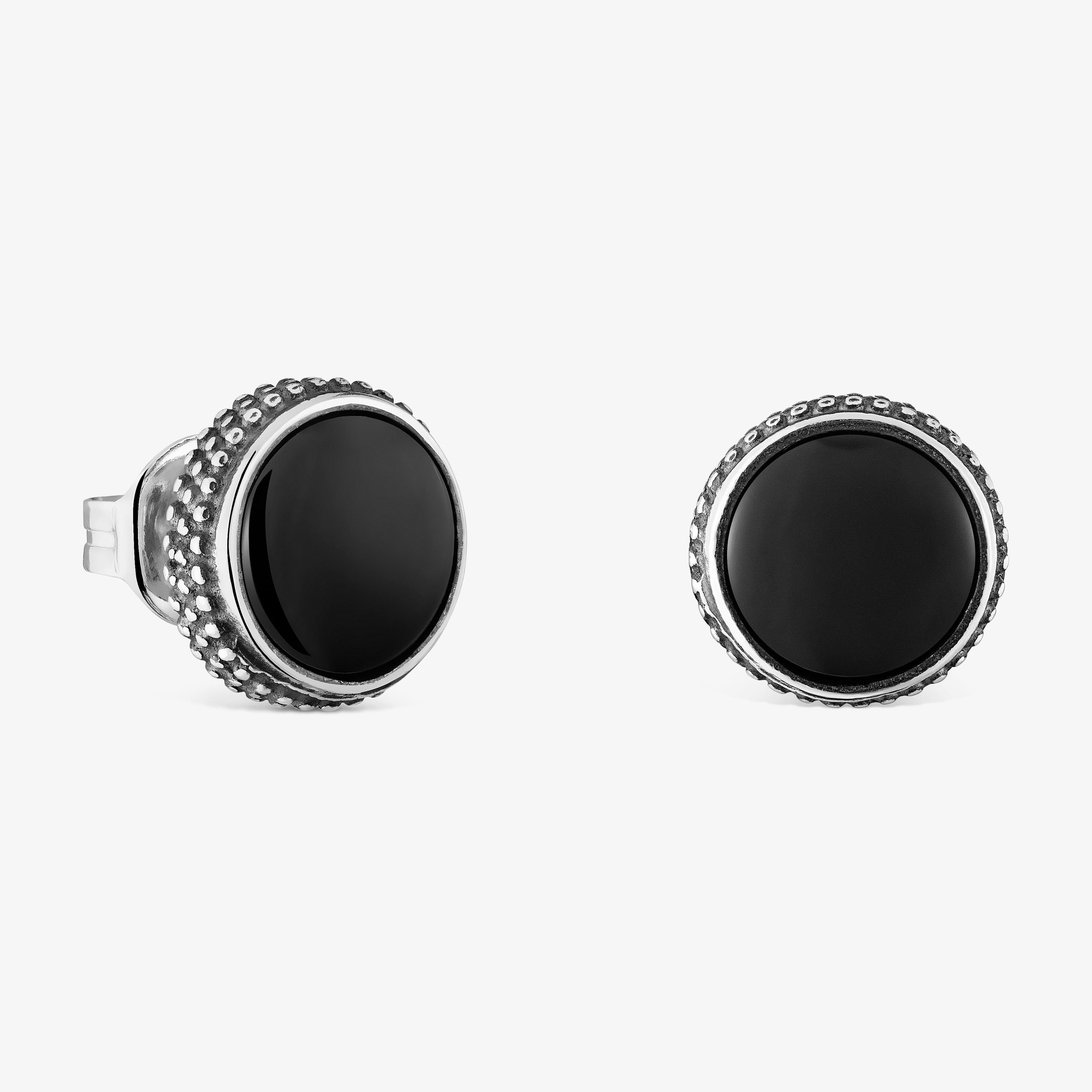 Aged silver and onyx Earrings TOUS Man