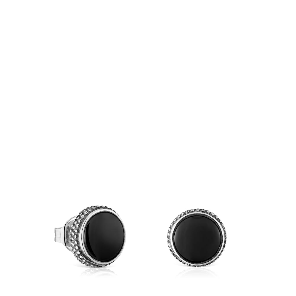 Aged silver and onyx Earrings TOUS Man