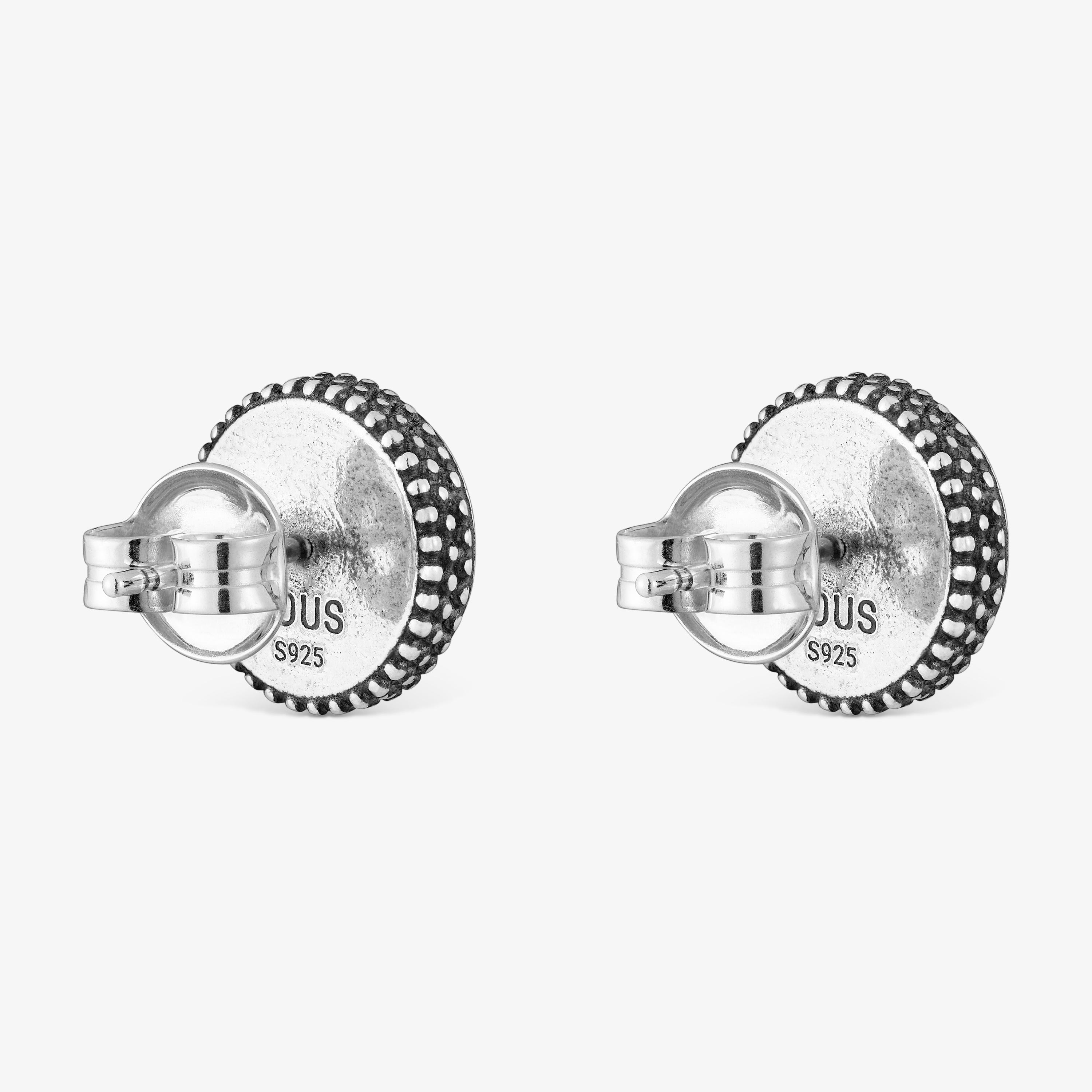 Aged silver and onyx Earrings TOUS Man