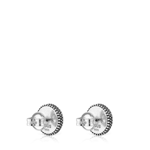 Aged silver and onyx Earrings TOUS Man