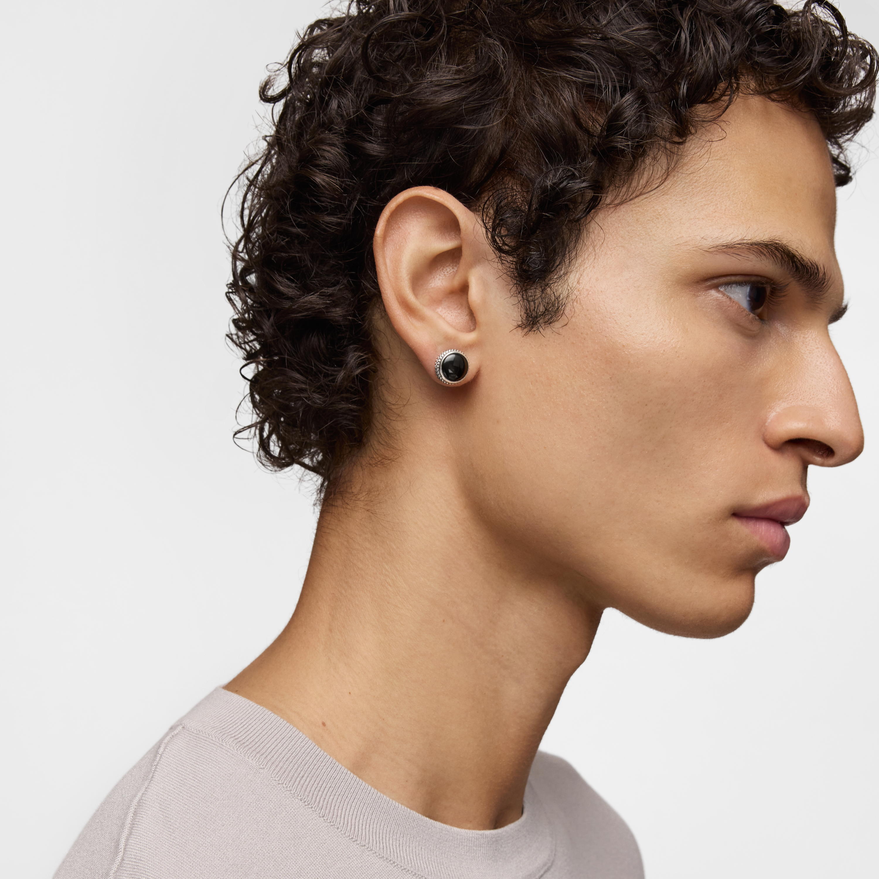 Aged silver and onyx Earrings TOUS Man