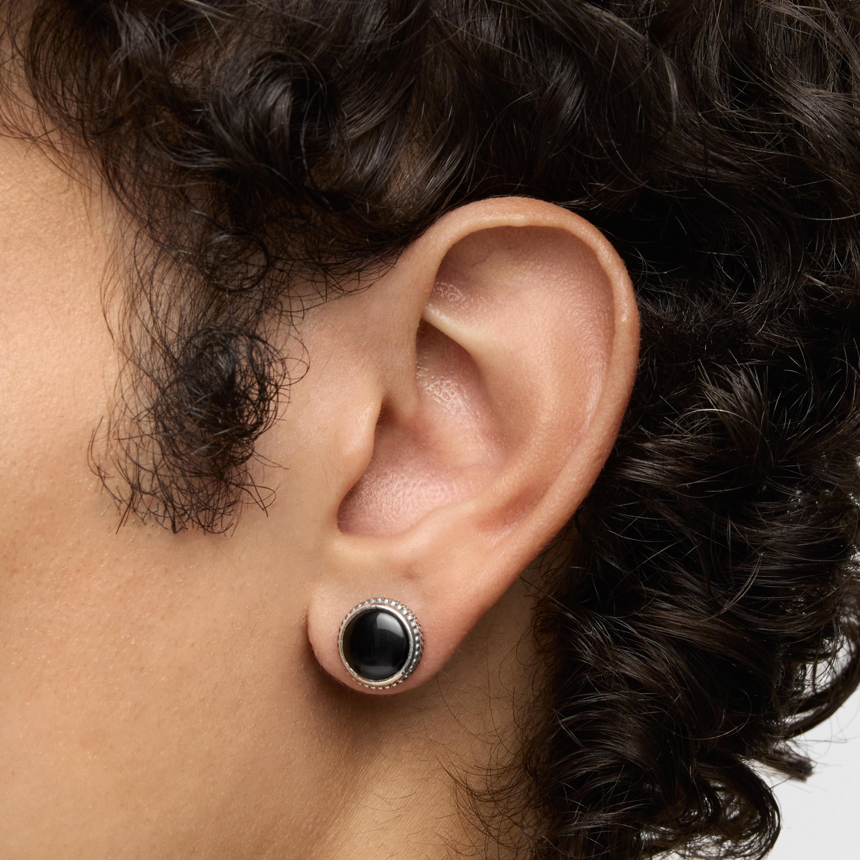 Aged silver and onyx Earrings TOUS Man