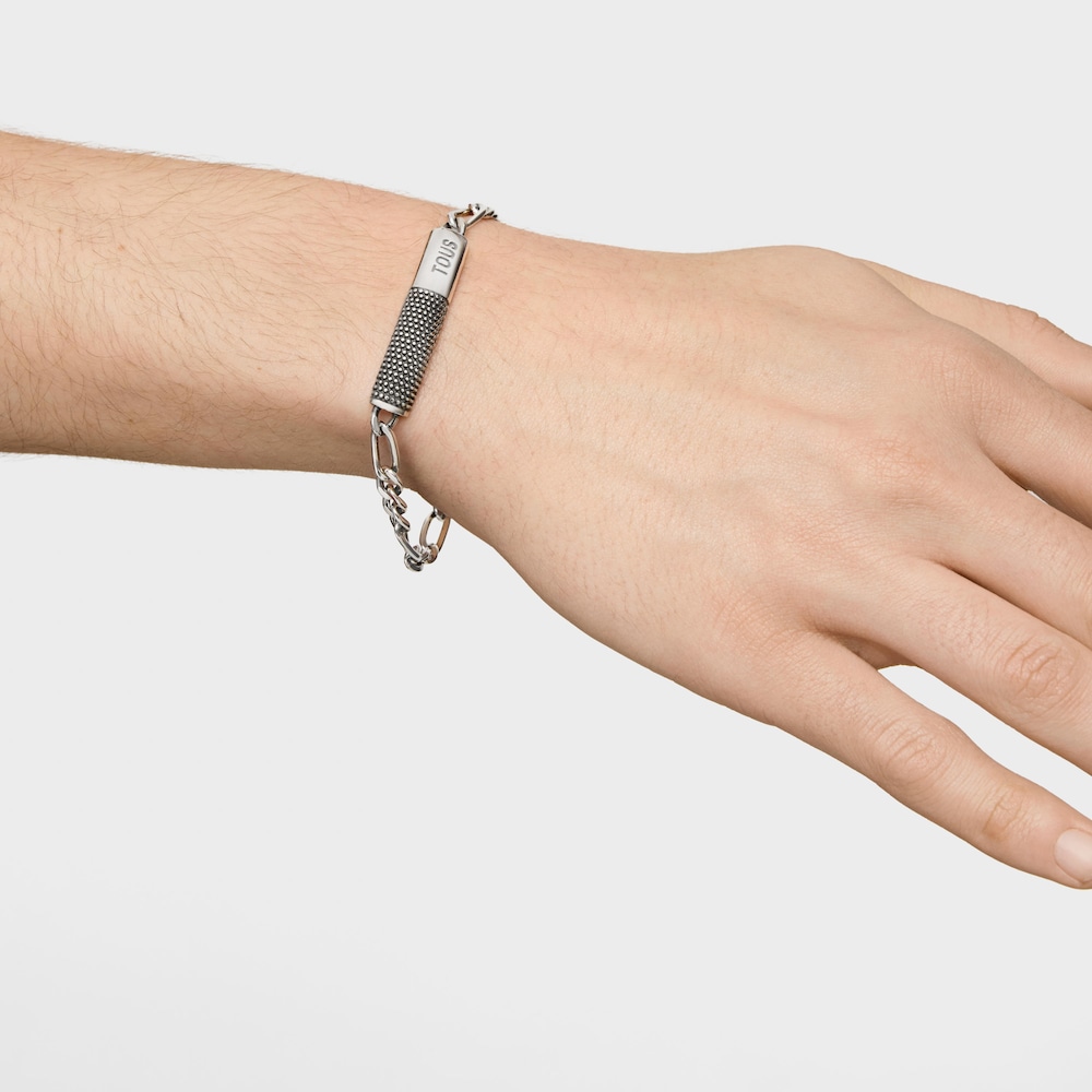 Pulsera cadena de plata envejecida TOUS Man image number 5