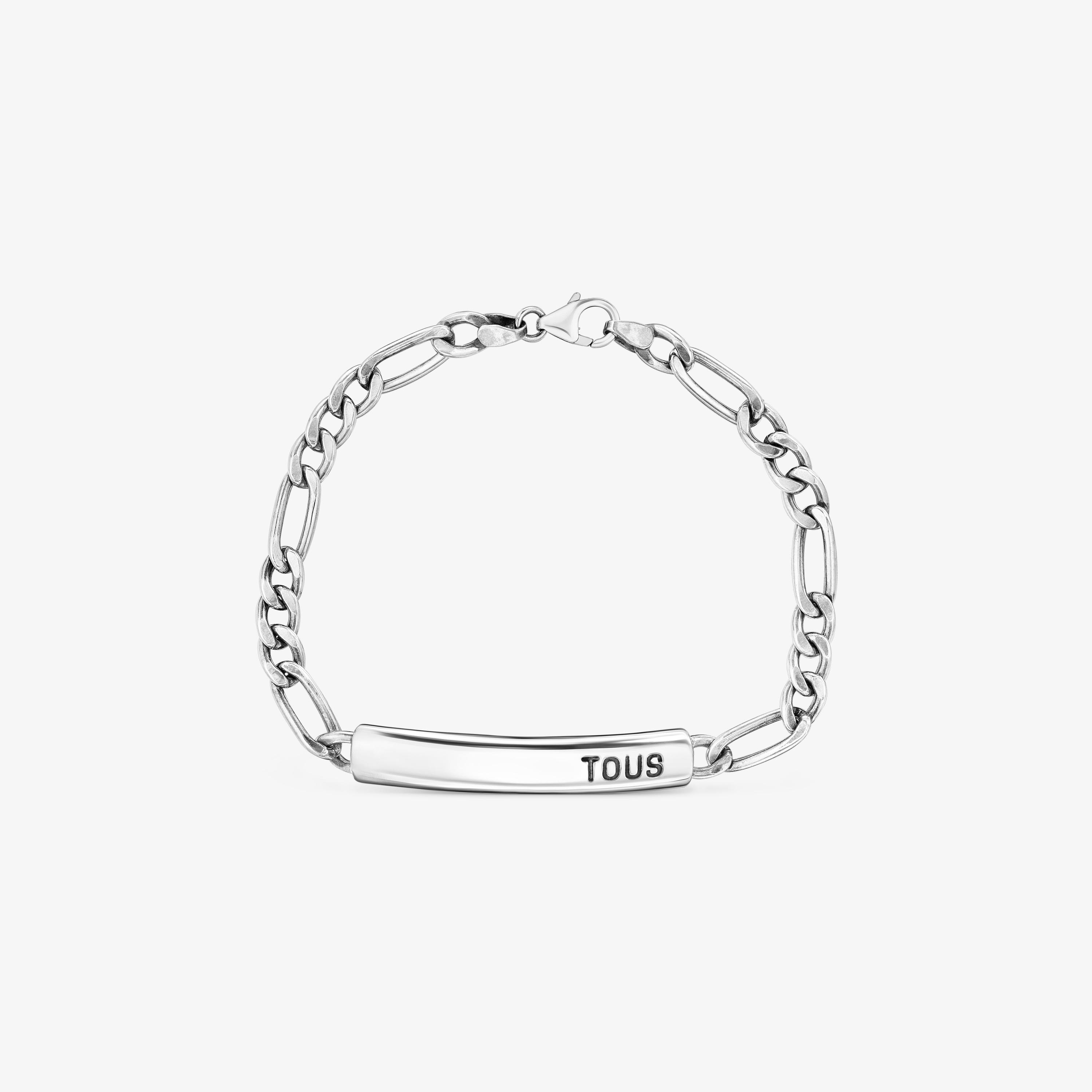 Aged silver curb chain Bracelet TOUS Man