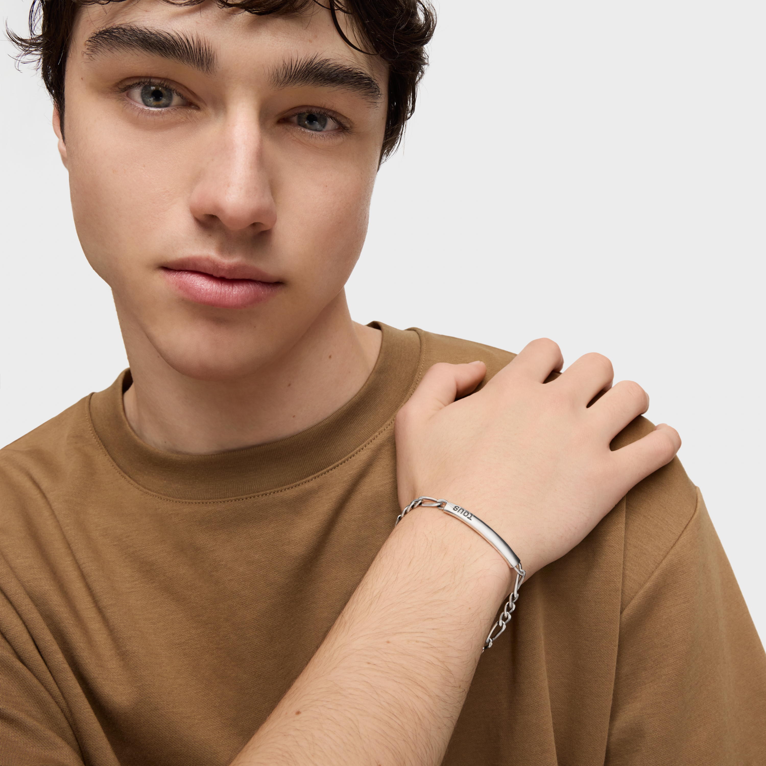 Aged silver curb chain Bracelet TOUS Man