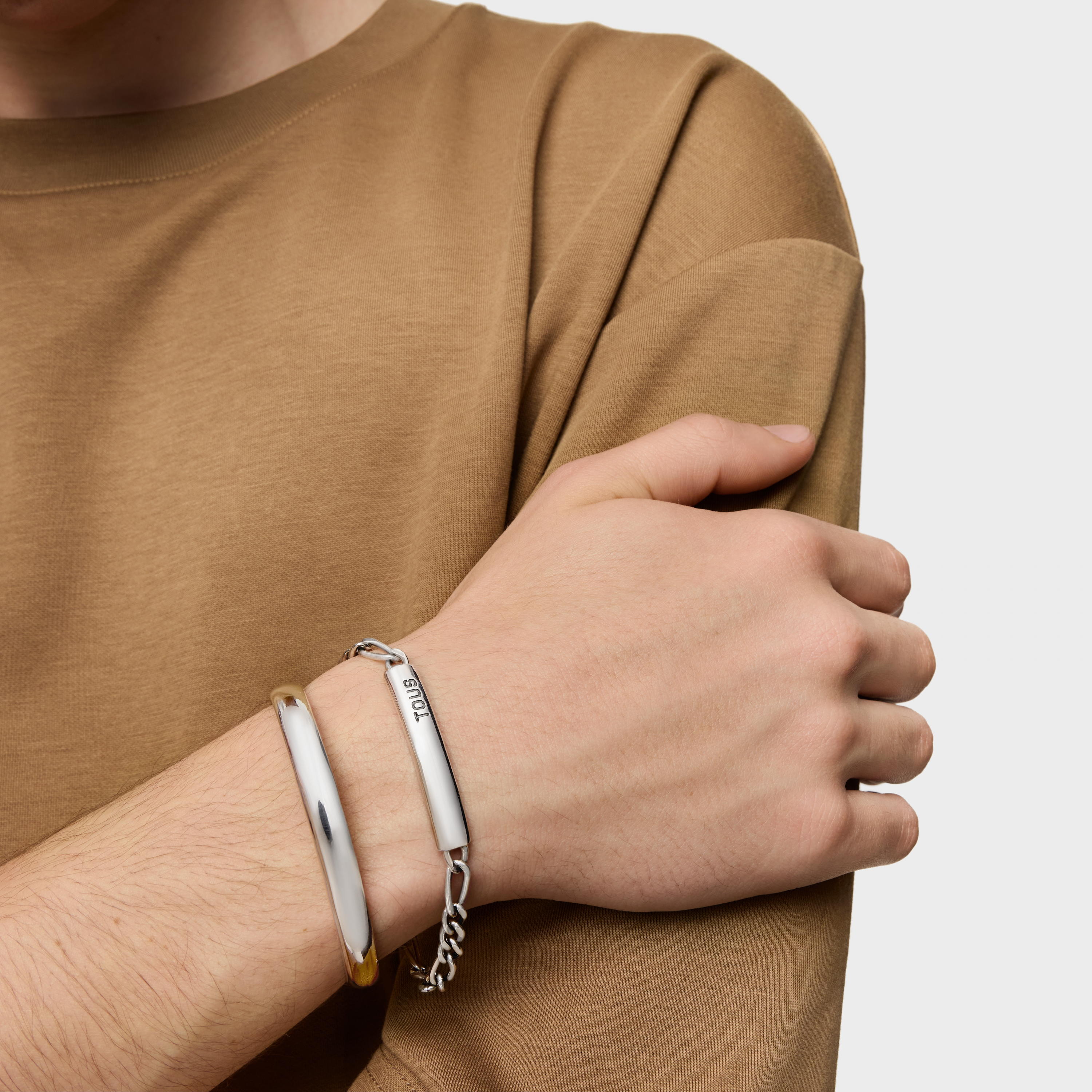 Aged silver curb chain Bracelet TOUS Man