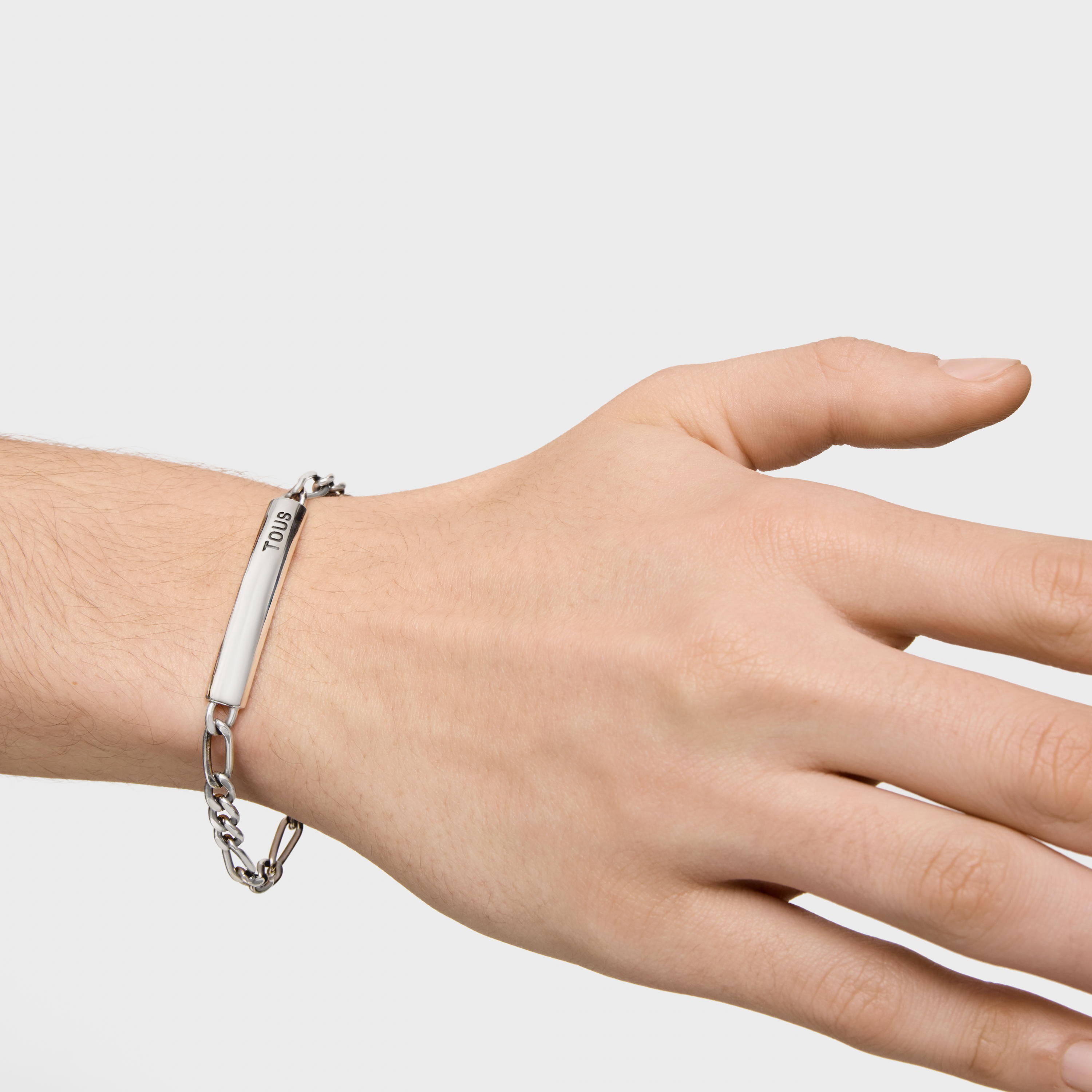 Aged silver curb chain Bracelet TOUS Man
