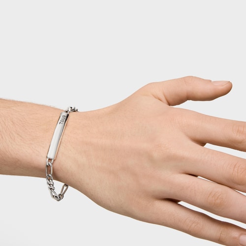 Pulsera cadena barbada de plata envejecida TOUS Man