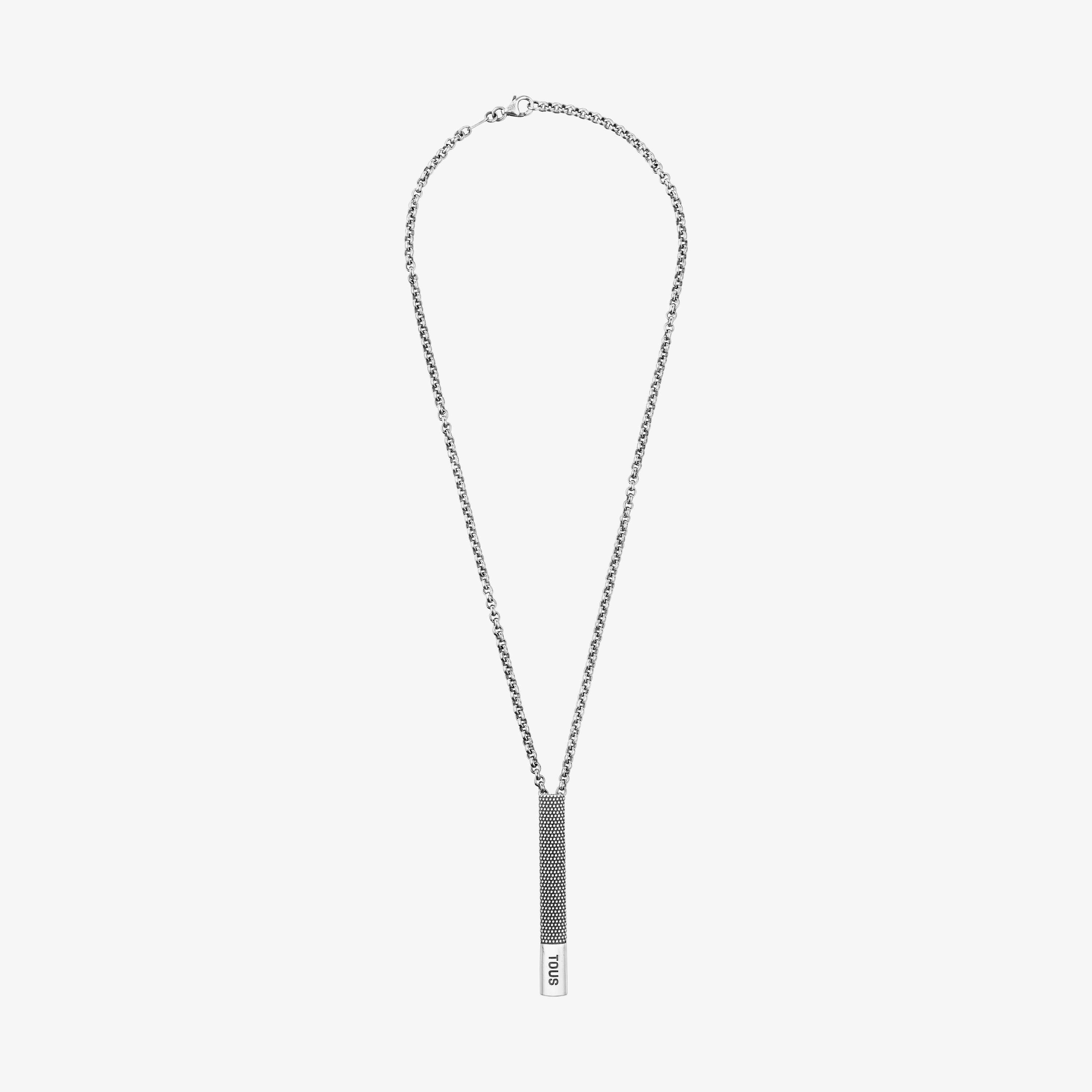 Short aged silver chain Necklace with tie pin detail TOUS Man