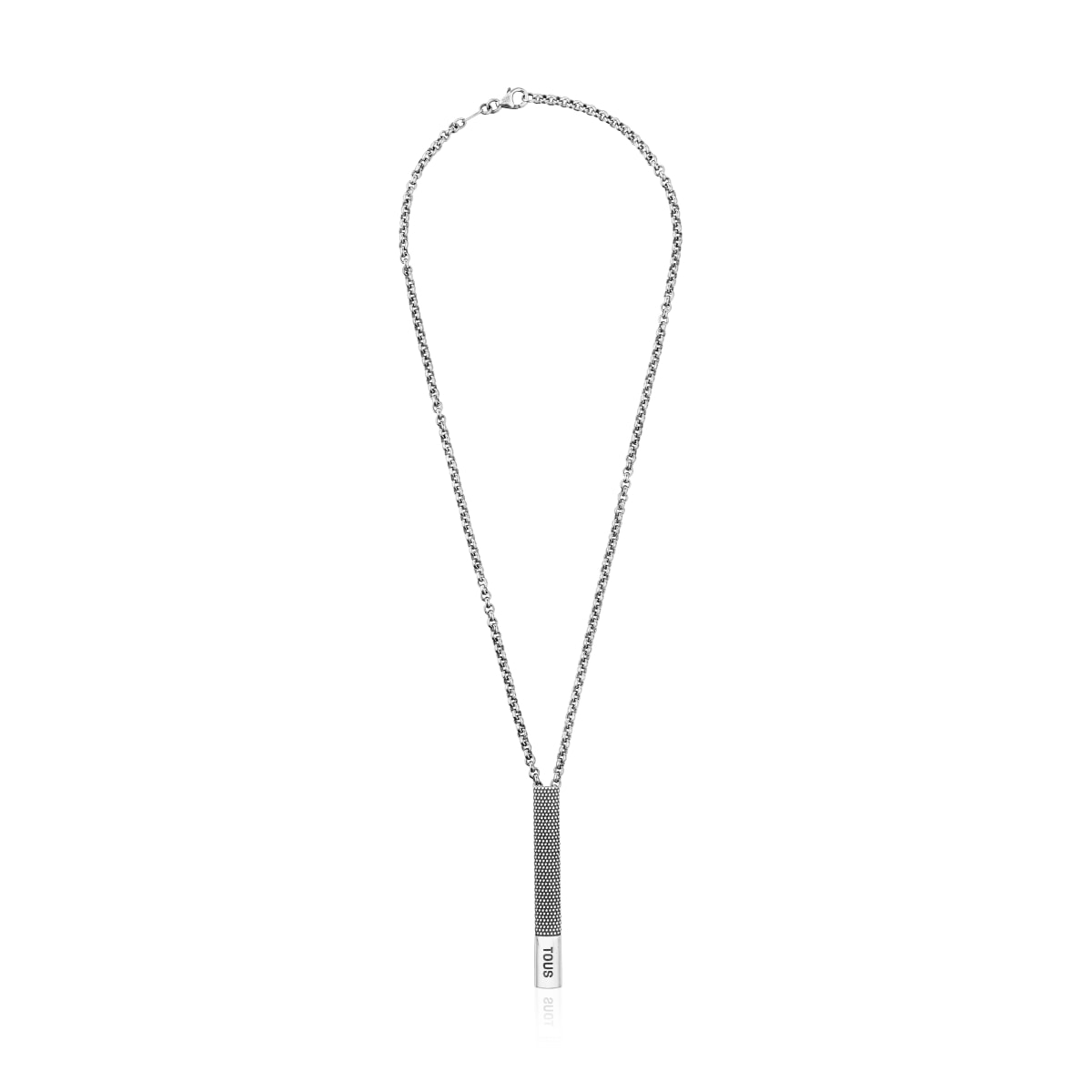 Short aged silver chain Necklace with tie pin detail TOUS Man