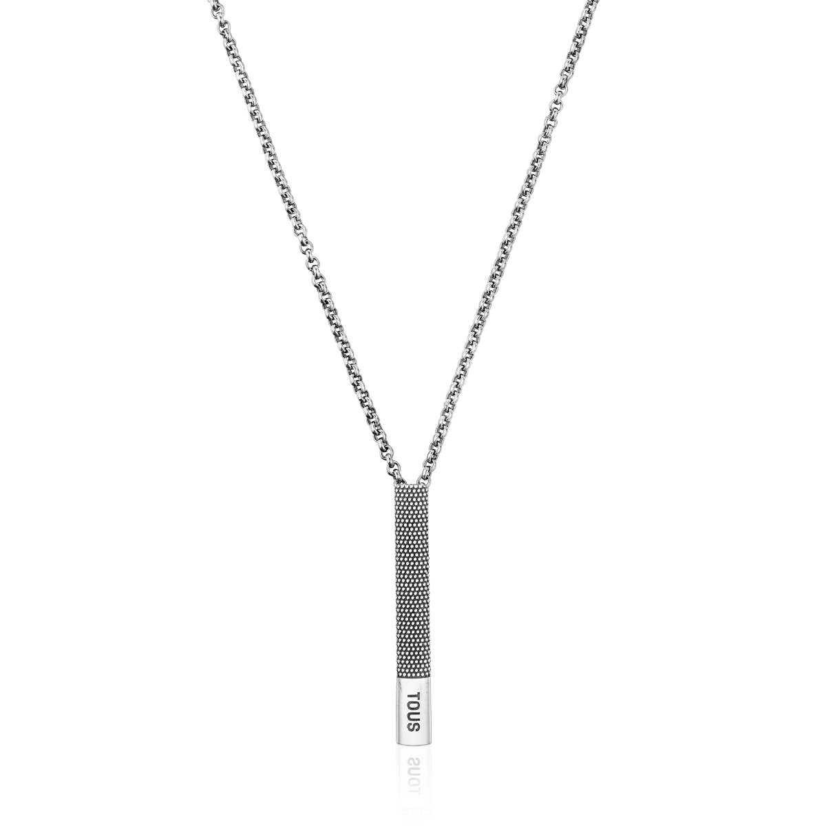 Short aged silver chain Necklace with tie pin detail TOUS Man