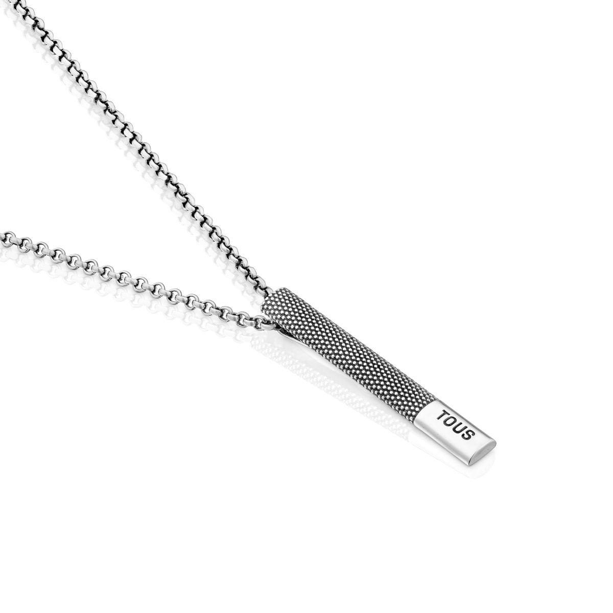 Short aged silver chain Necklace with tie pin detail TOUS Man