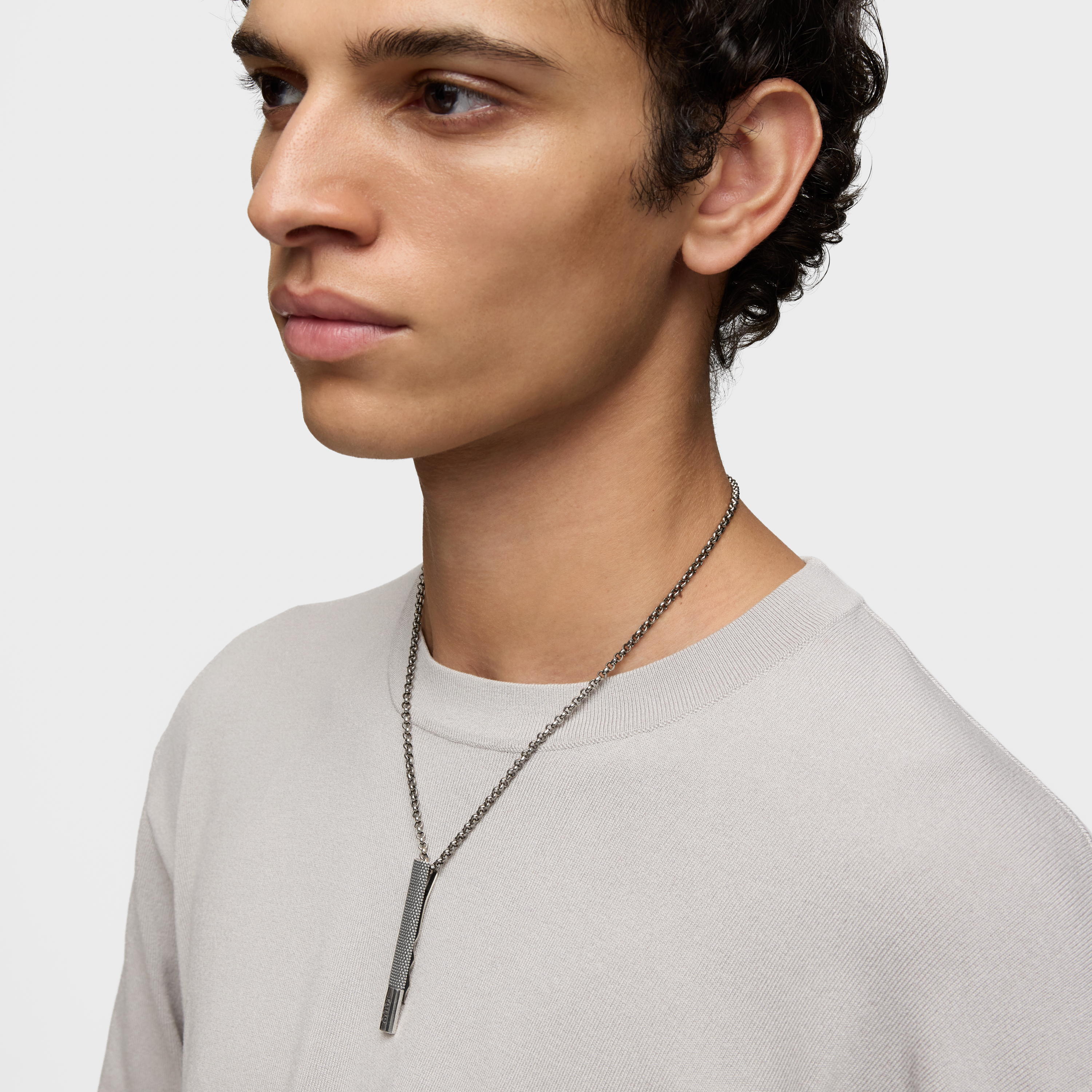 Short aged silver chain Necklace with tie pin detail TOUS Man