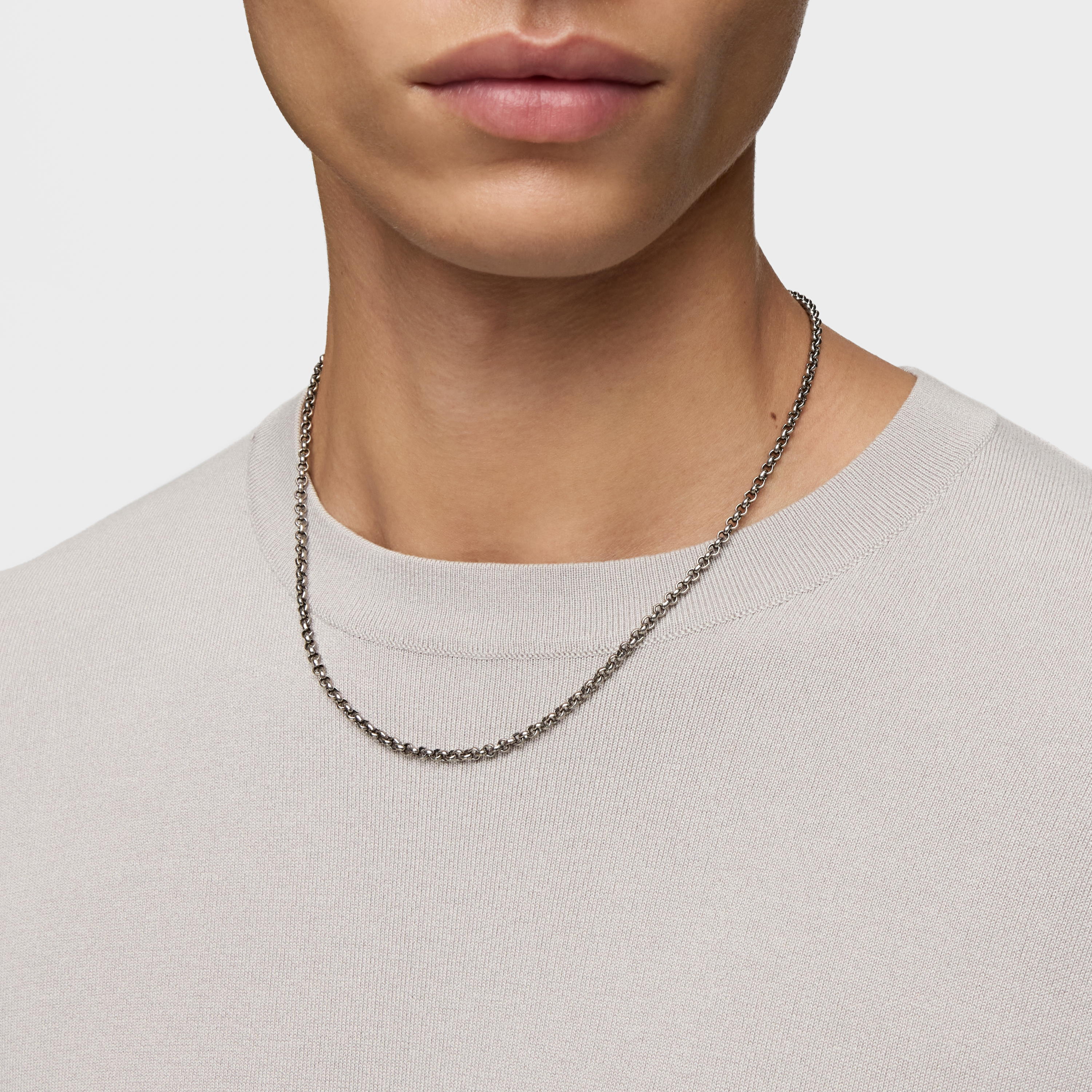 Short aged silver chain Necklace with tie pin detail TOUS Man