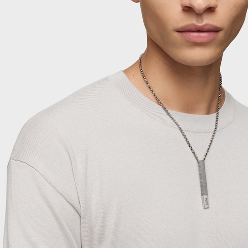 Collar corto cadena de plata envejecida y motivo pasador corbata TOUS Man
