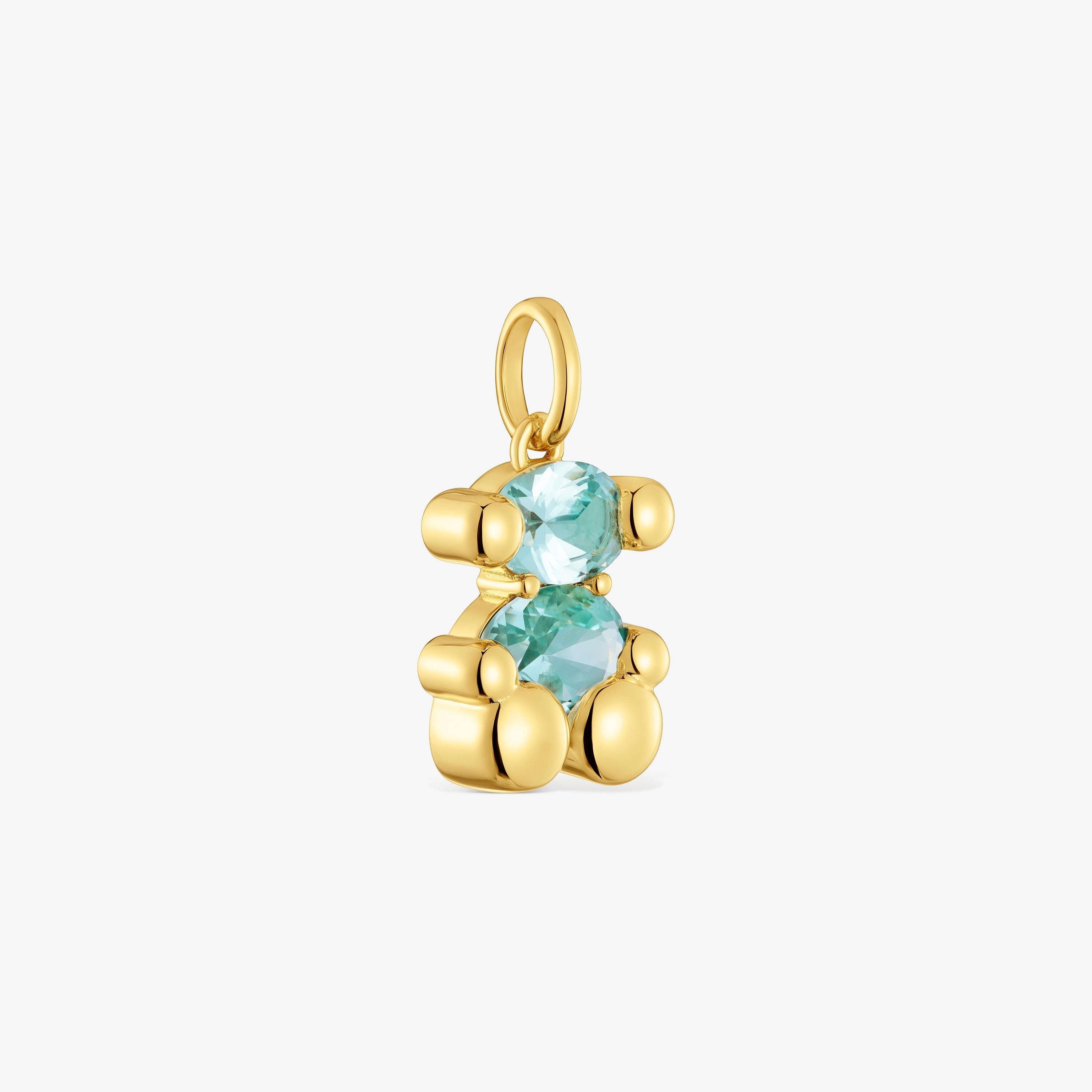 Small 18K gold vermeil bear motif Pendant and blue lab-grown sapphire Color Bear LGG