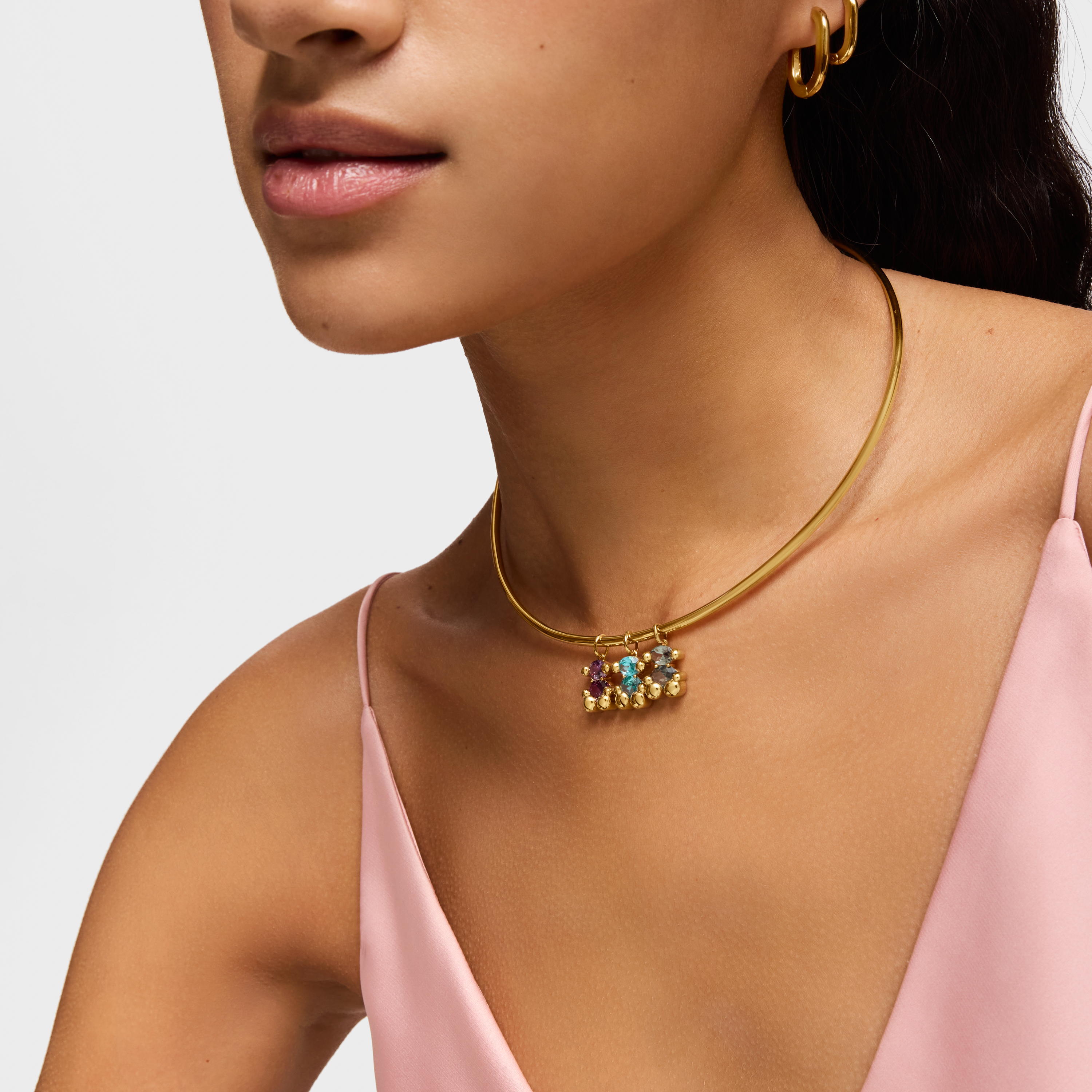 Small 18kt gold plating over silver bear motif Pendant and blue lab-grown sapphire Color Bear LGG