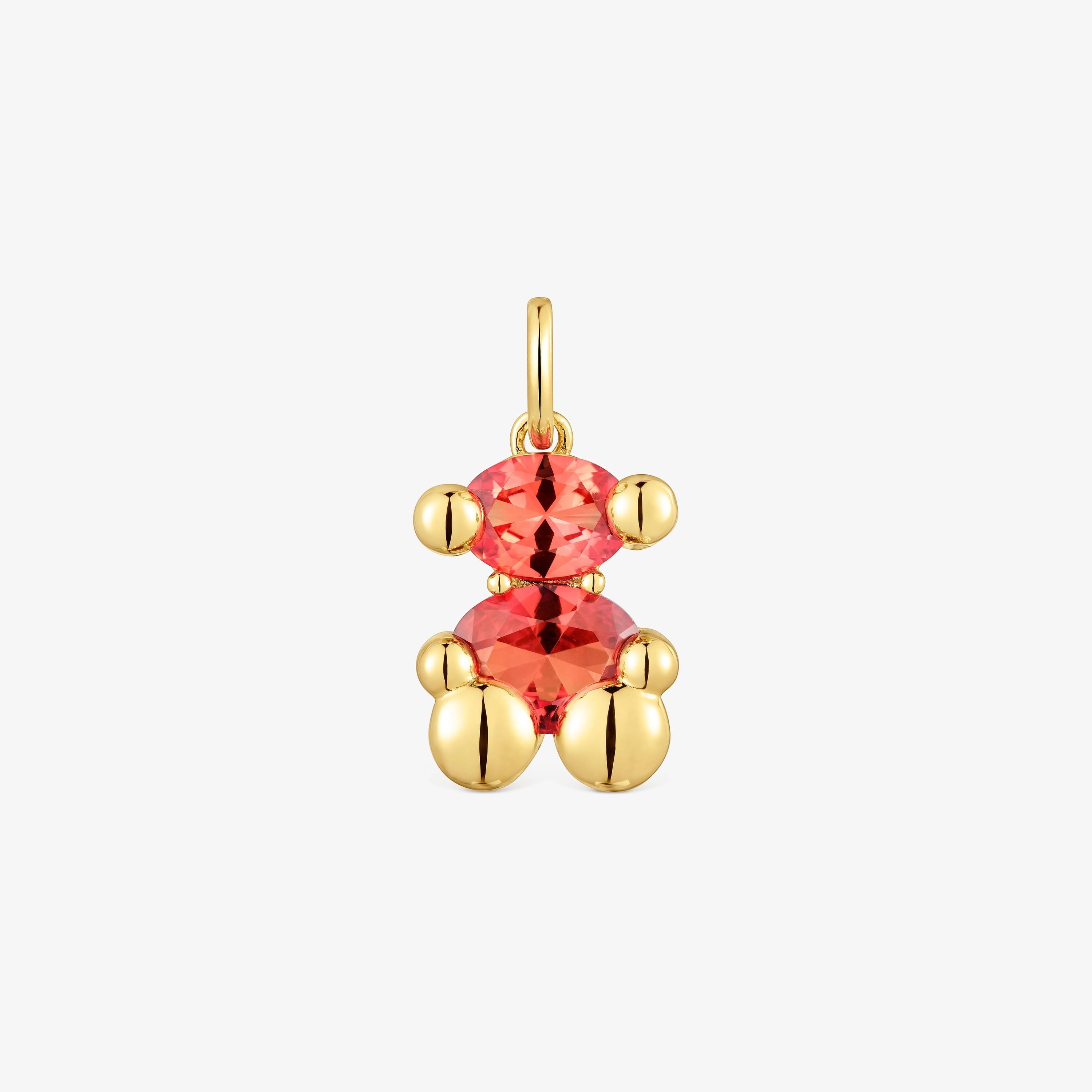Small bear motif pendant with 18K gold vermeil and lab-grown orange sapphire Color Bear LGG