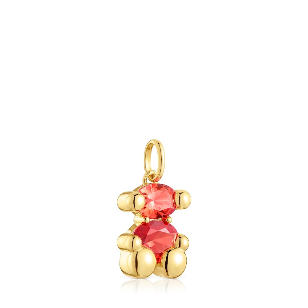 Colgante pequeño motivo oso con baño de oro 18 kt sobre plata y zafiro naranja creado en laboratorio Color Bear LGG Colgante pequeño motivo oso con baño de oro 18 kt sobre plata y zafiro naranja creado en laboratorio Color Bear LGG