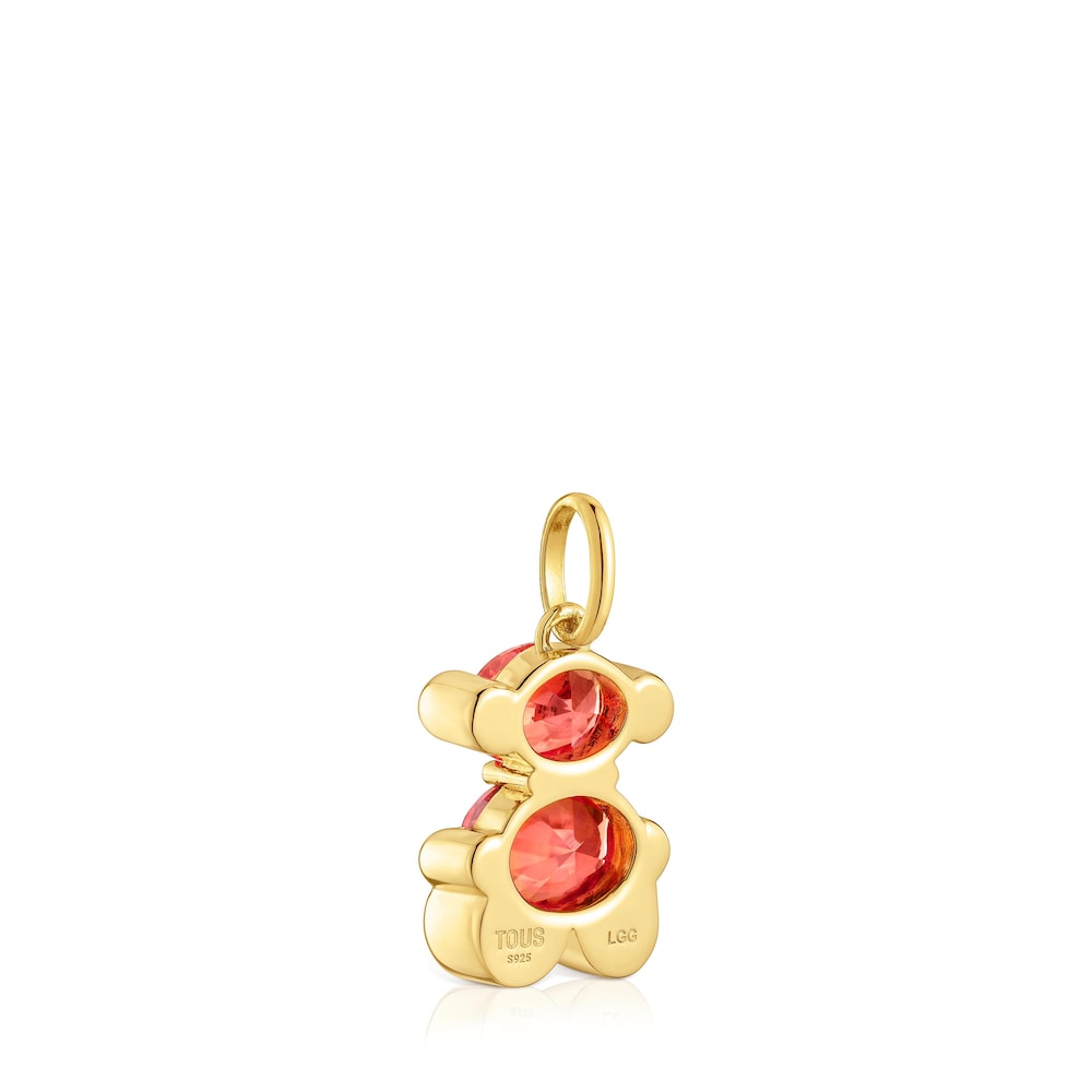 Colgante pequeño motivo oso con baño de oro 18 kt sobre plata y zafiro naranja creado en laboratorio Color Bear LGG Colgante pequeño motivo oso con baño de oro 18 kt sobre plata y zafiro naranja creado en laboratorio Color Bear LGG