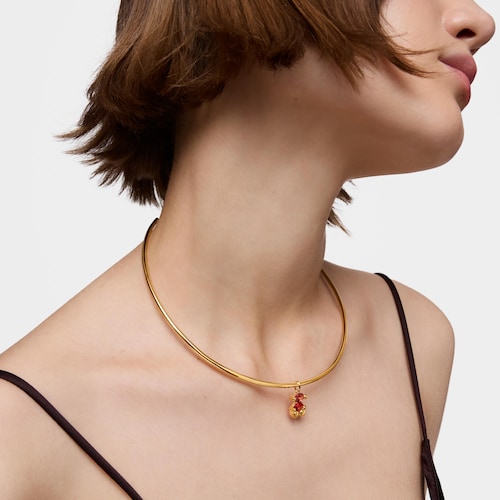 Colgante pequeño motivo oso con baño de oro 18 kt sobre plata y zafiro naranja creado en laboratorio Color Bear LGG