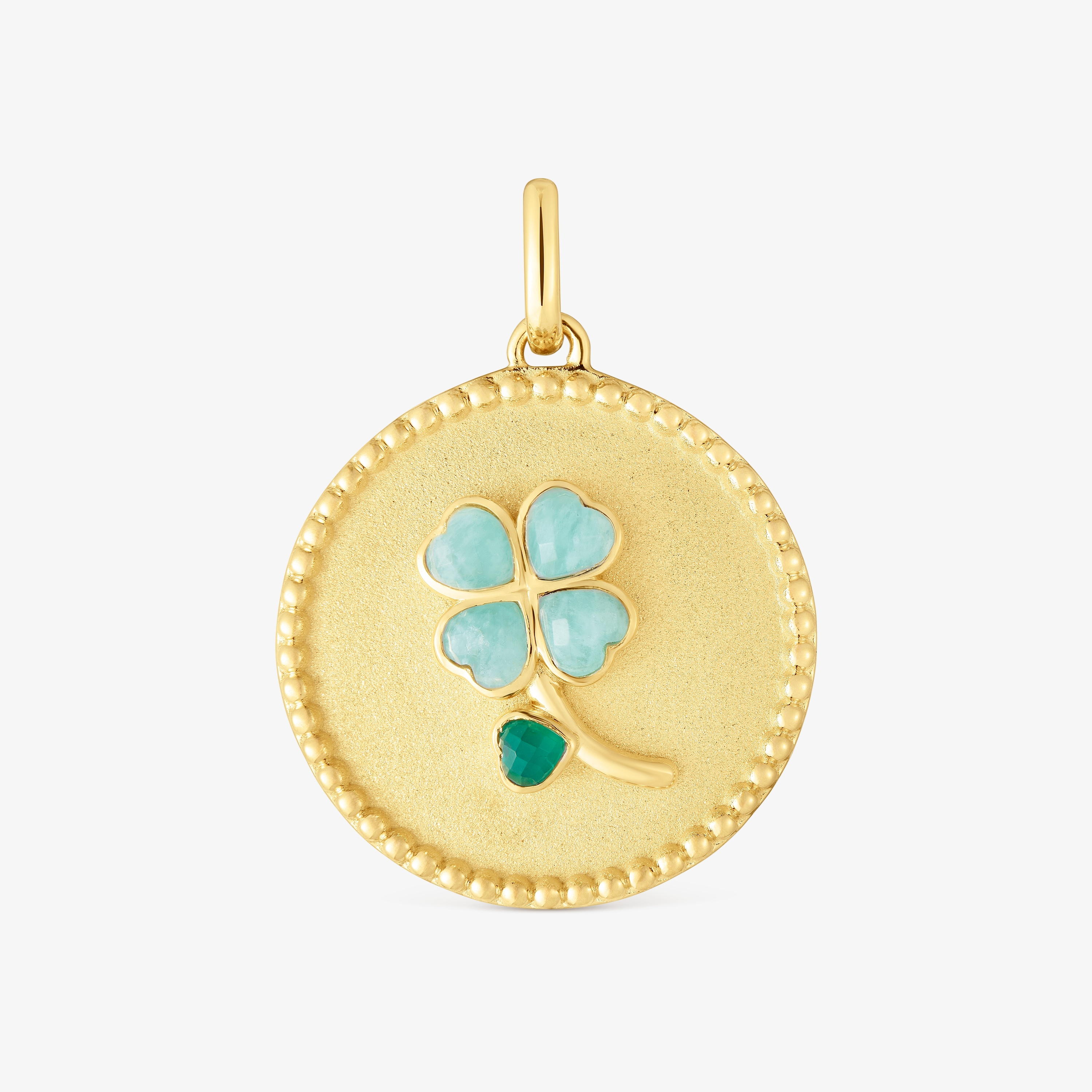 Medallion pendant with 18K gold vermeil and gemstones Daisy