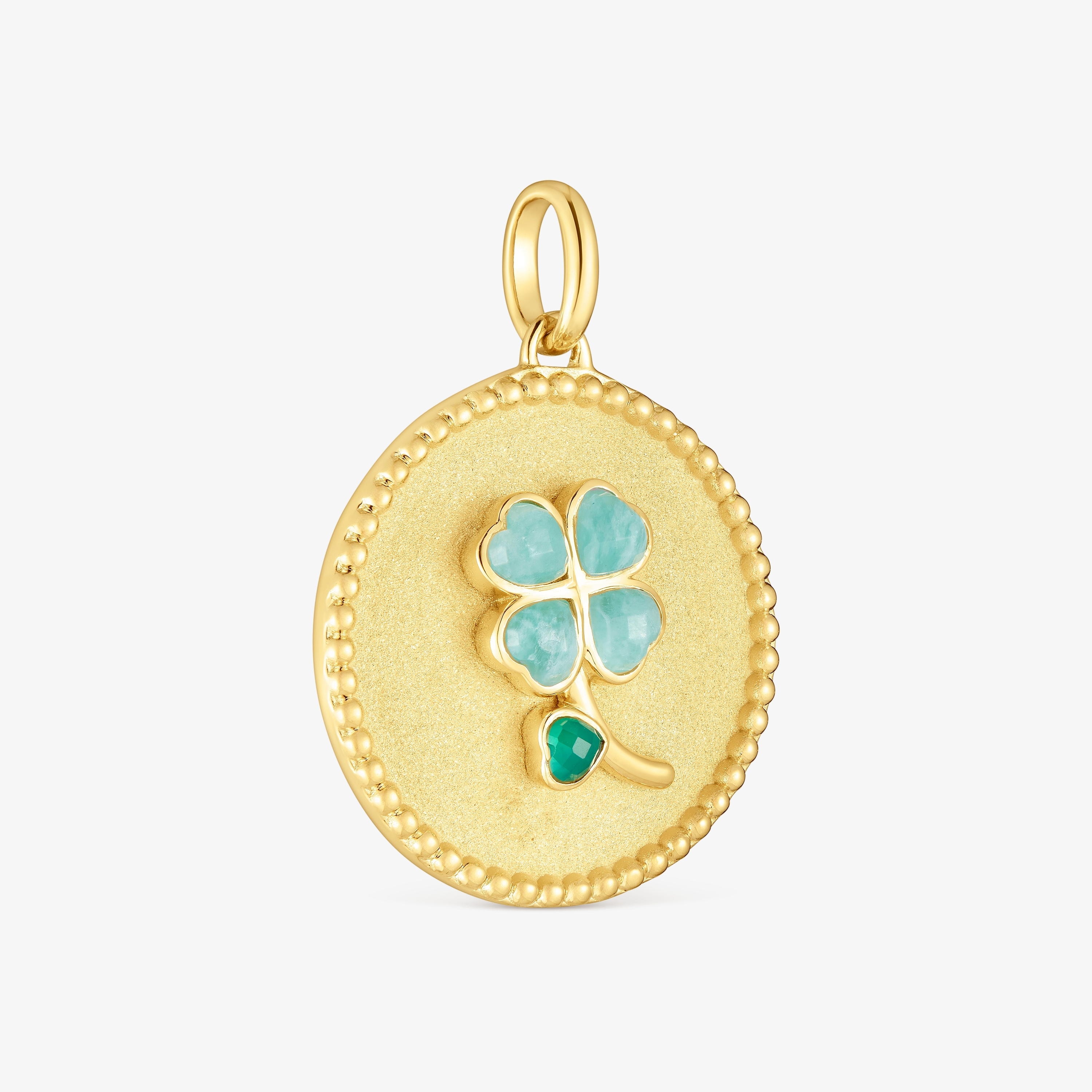 Medallion pendant with 18K gold vermeil and gemstones Daisy