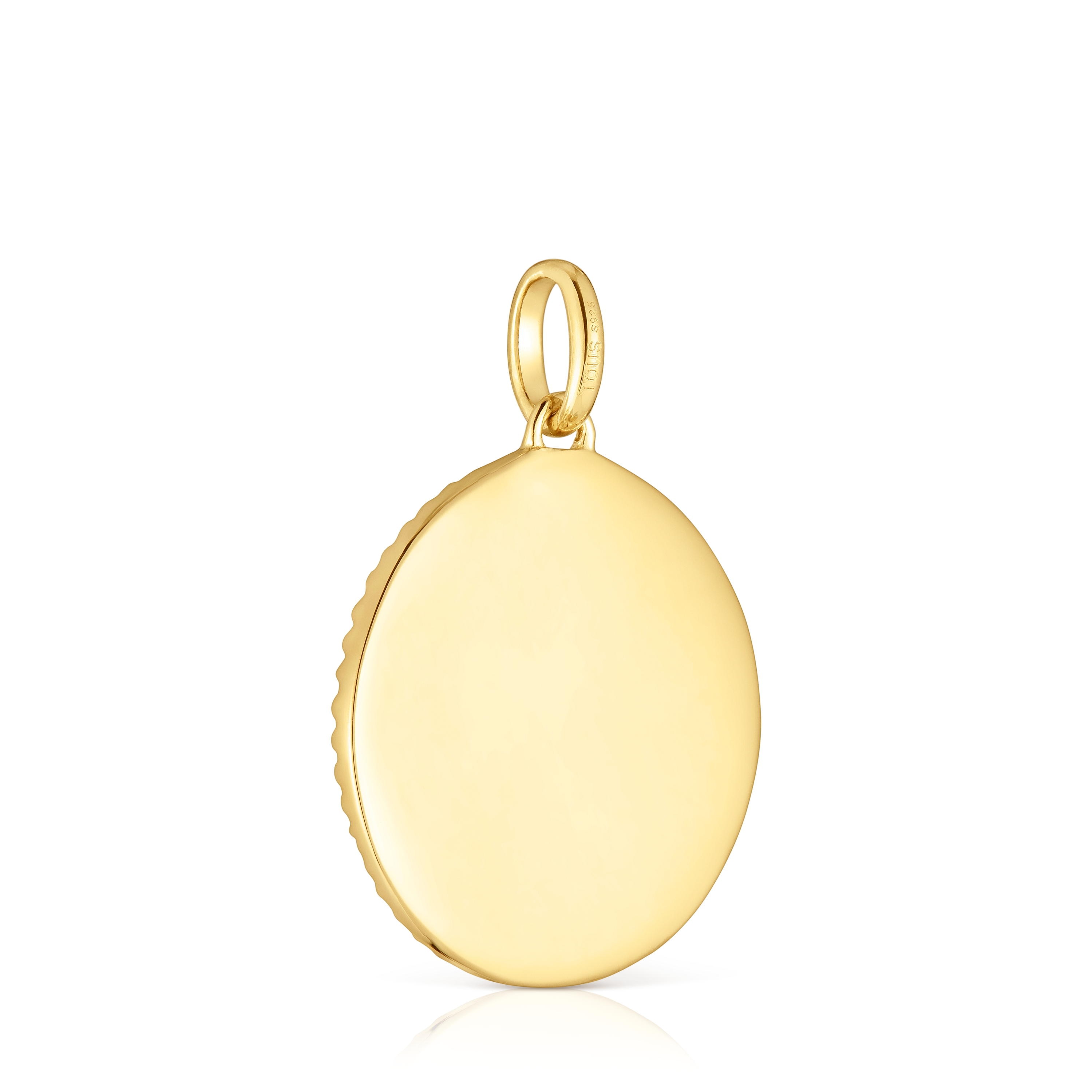 Medallion pendant with 18kt gold plating over silver and gemstones Daisy