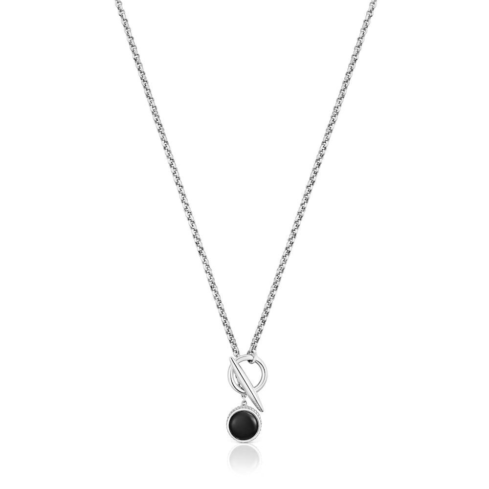 Collar corto cadena de plata envejecida y ónix TOUS Man Collar corto cadena de plata envejecida y ónix TOUS Man