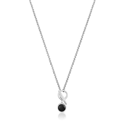 Collar corto cadena de plata envejecida y ónix TOUS Man