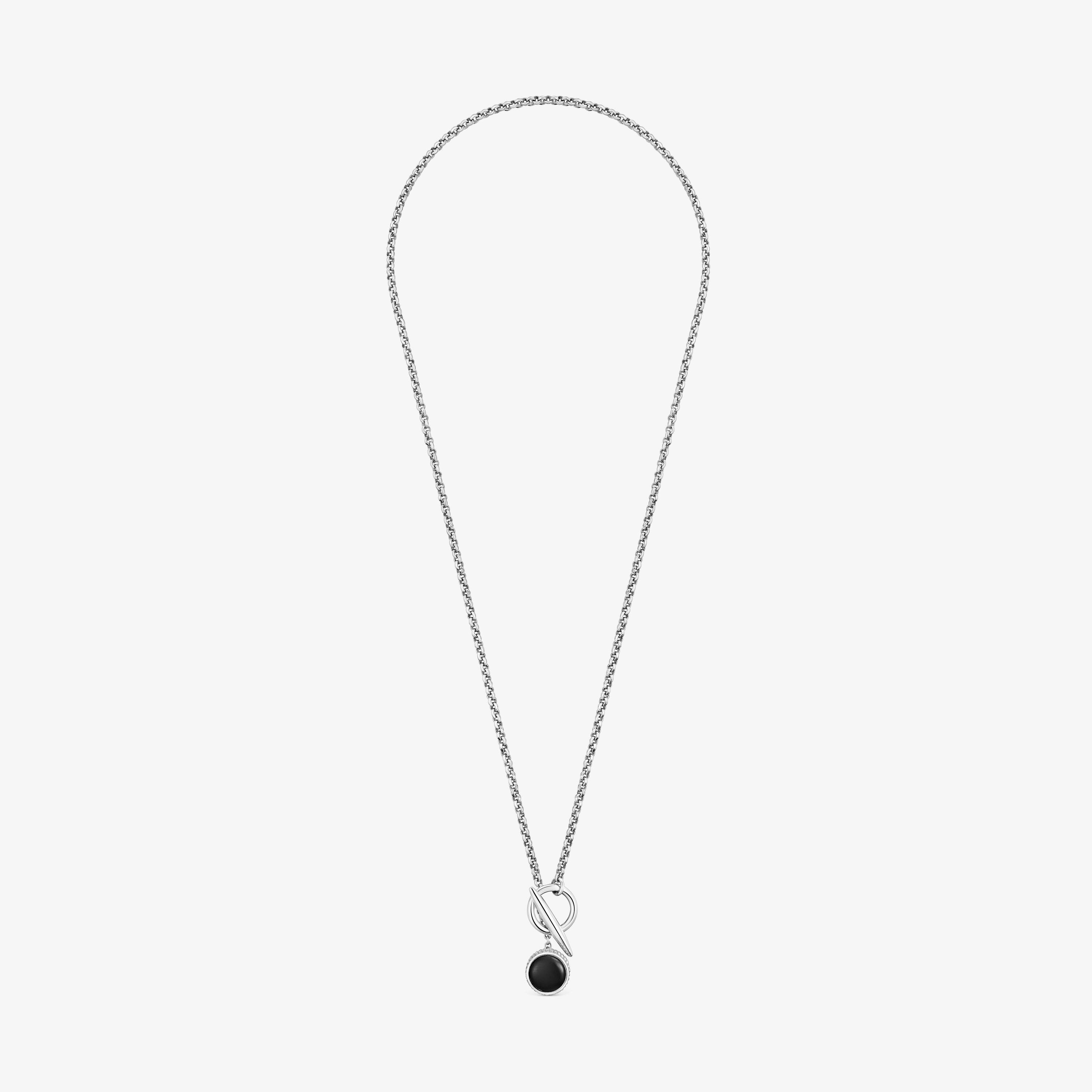 Short aged silver and onyx chain Necklace TOUS Man