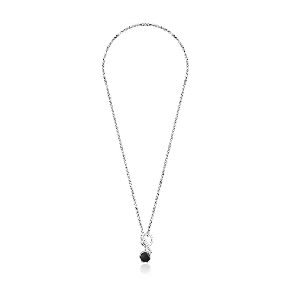 Collar corto cadena de plata envejecida y ónix TOUS Man Collar corto cadena de plata envejecida y ónix TOUS Man