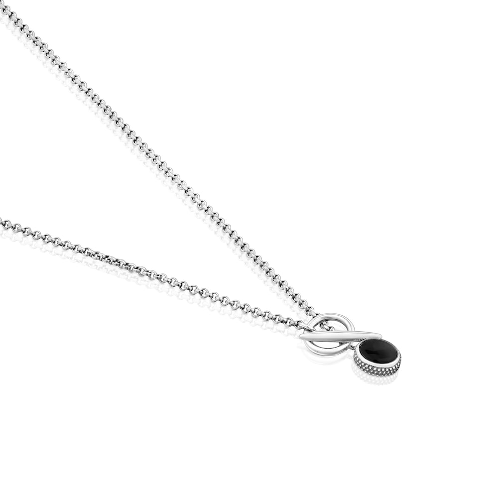 Collar corto cadena de plata envejecida y ónix TOUS Man Collar corto cadena de plata envejecida y ónix TOUS Man